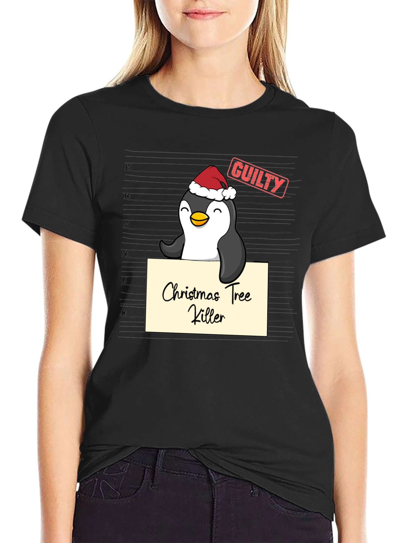 Christmas Tree Killer Penguin Graphic Tee