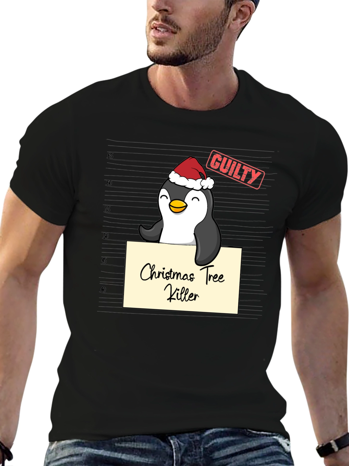 Christmas Tree Killer Penguin Graphic Tee