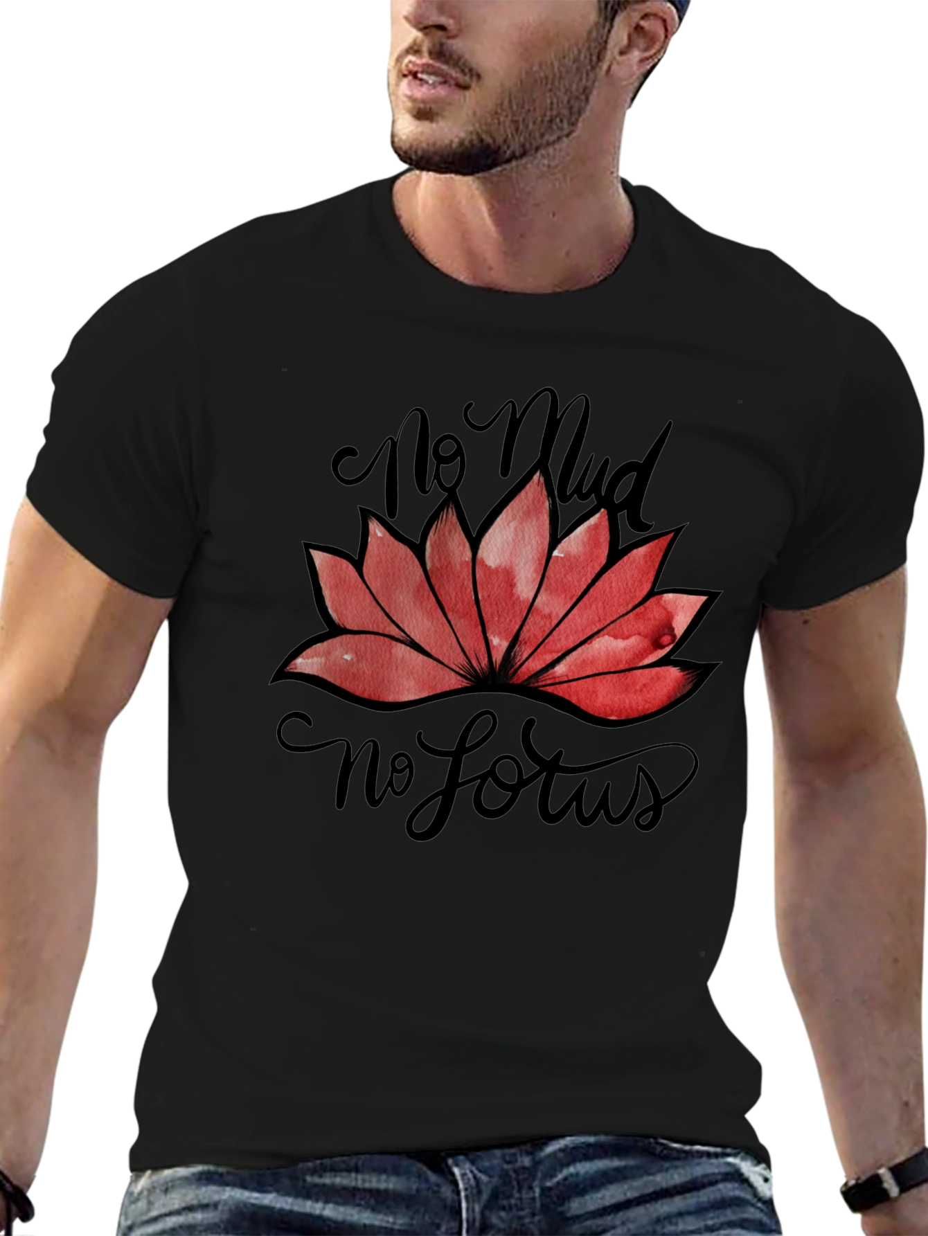 No Mud No Lotus Graphic T-Shirt - Black