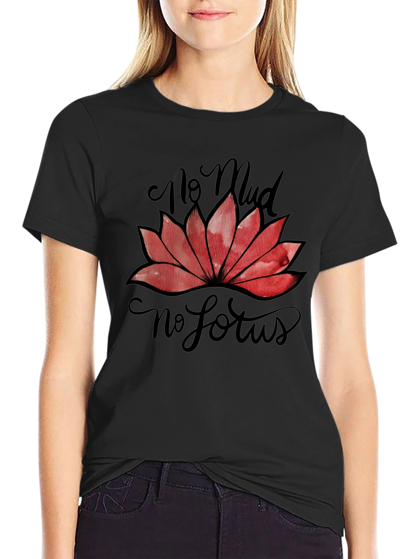 No Mud No Lotus Graphic T-Shirt - Black