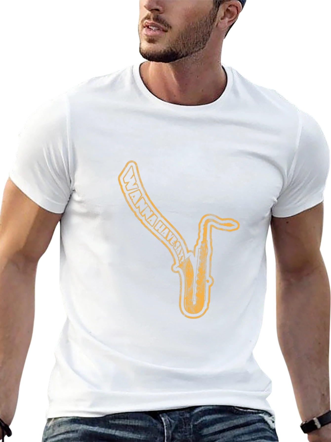 Saxophone Graphic Print Black T-Shirt