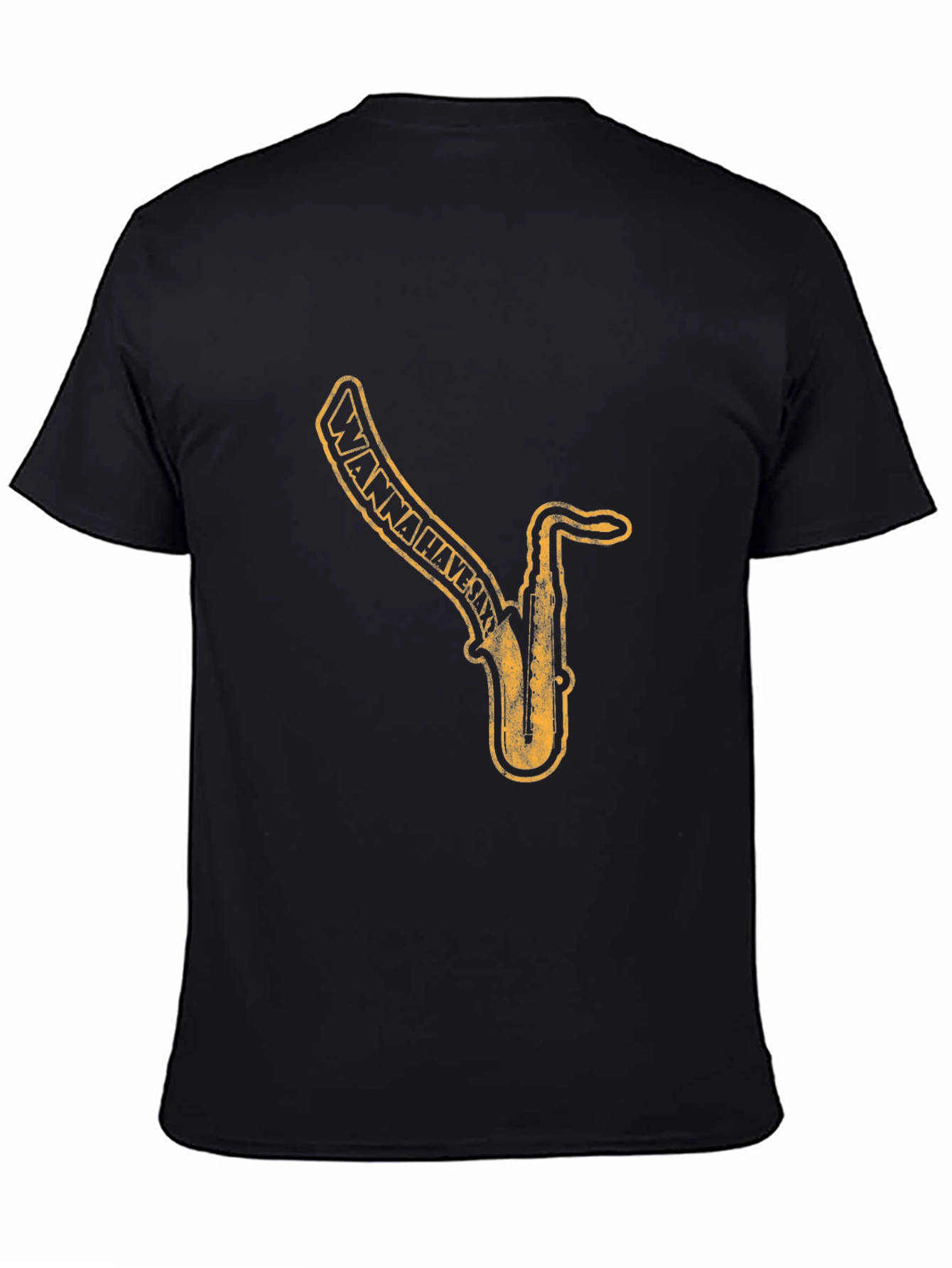 Saxophone Graphic Print Black T-Shirt