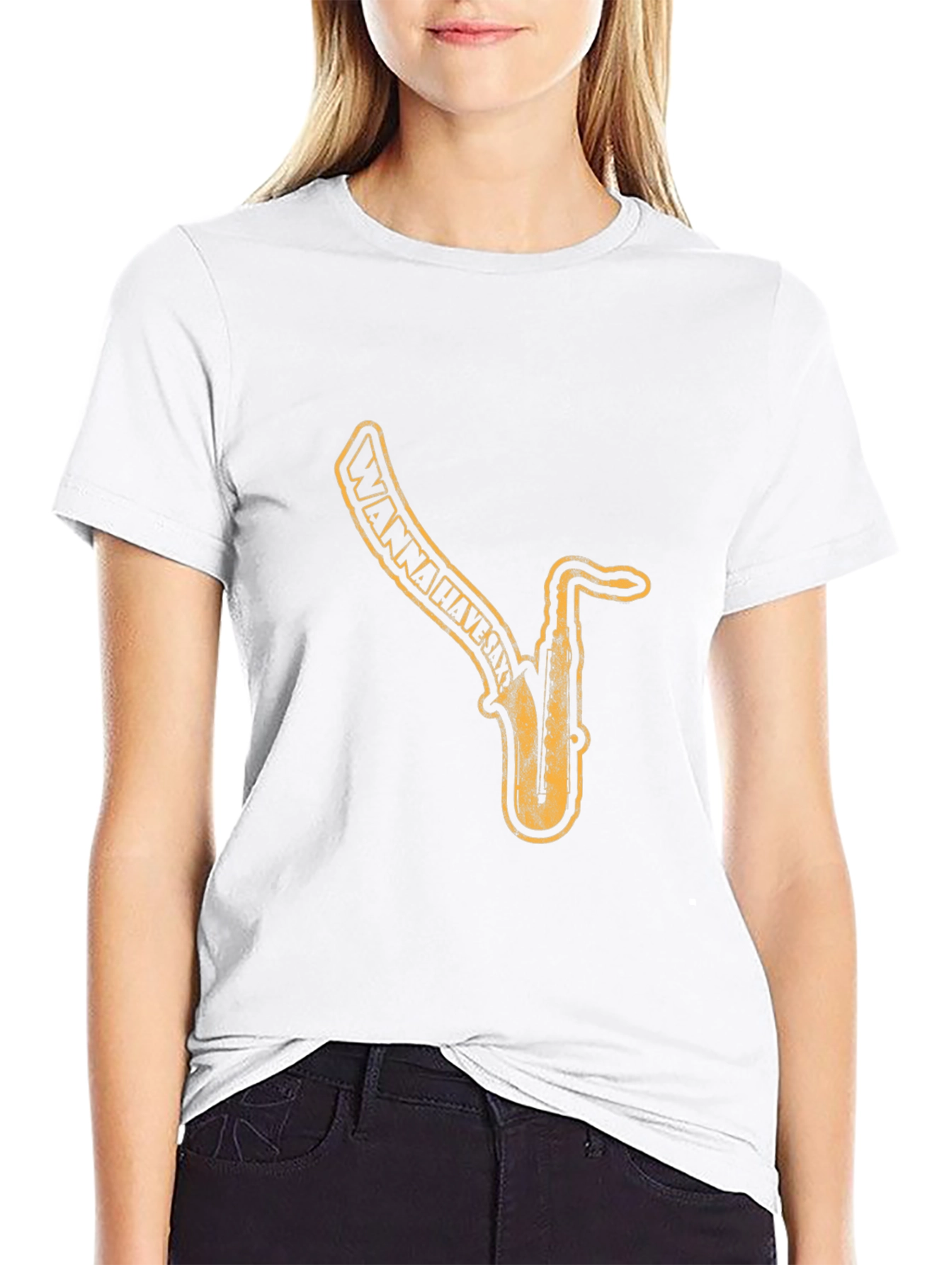 Saxophone Graphic Print Black T-Shirt