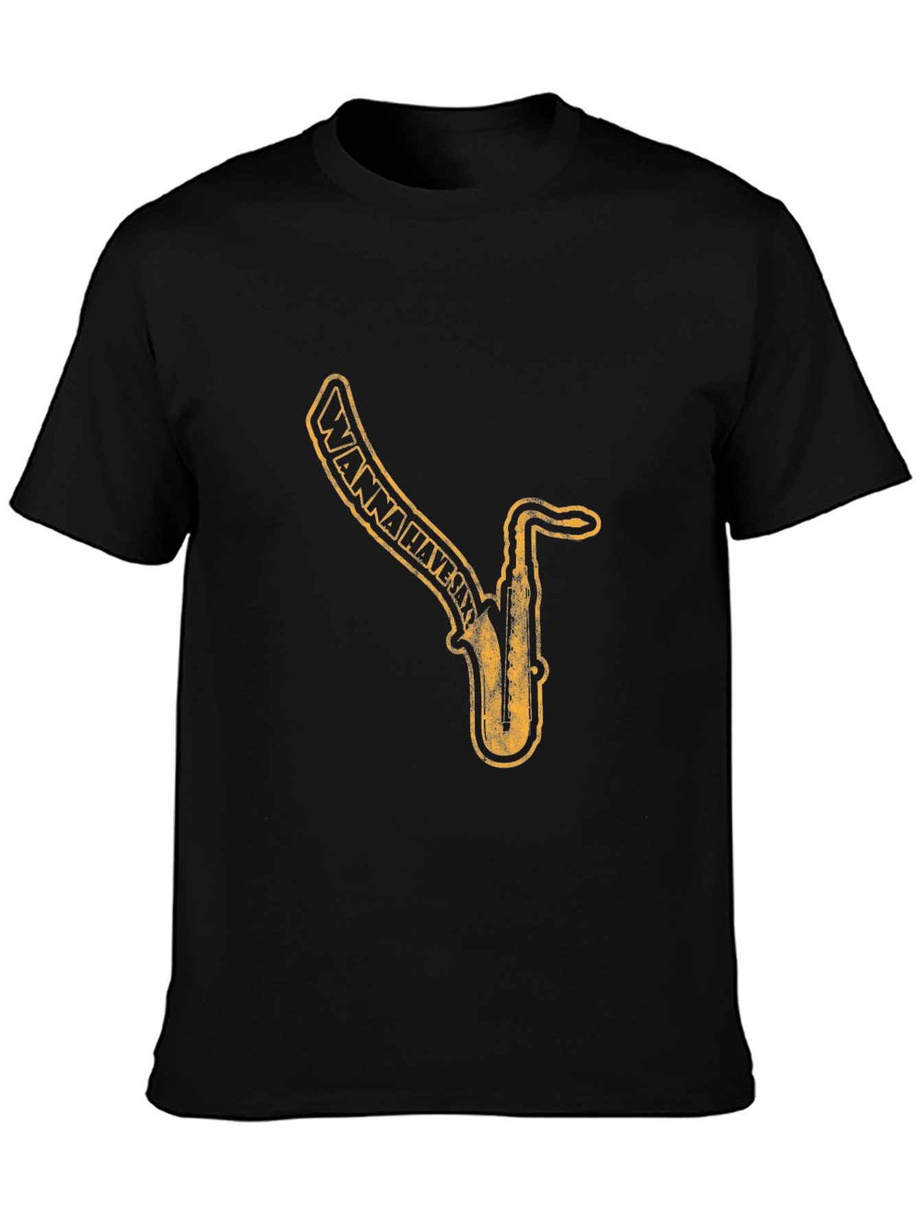 Saxophone Graphic Print Black T-Shirt