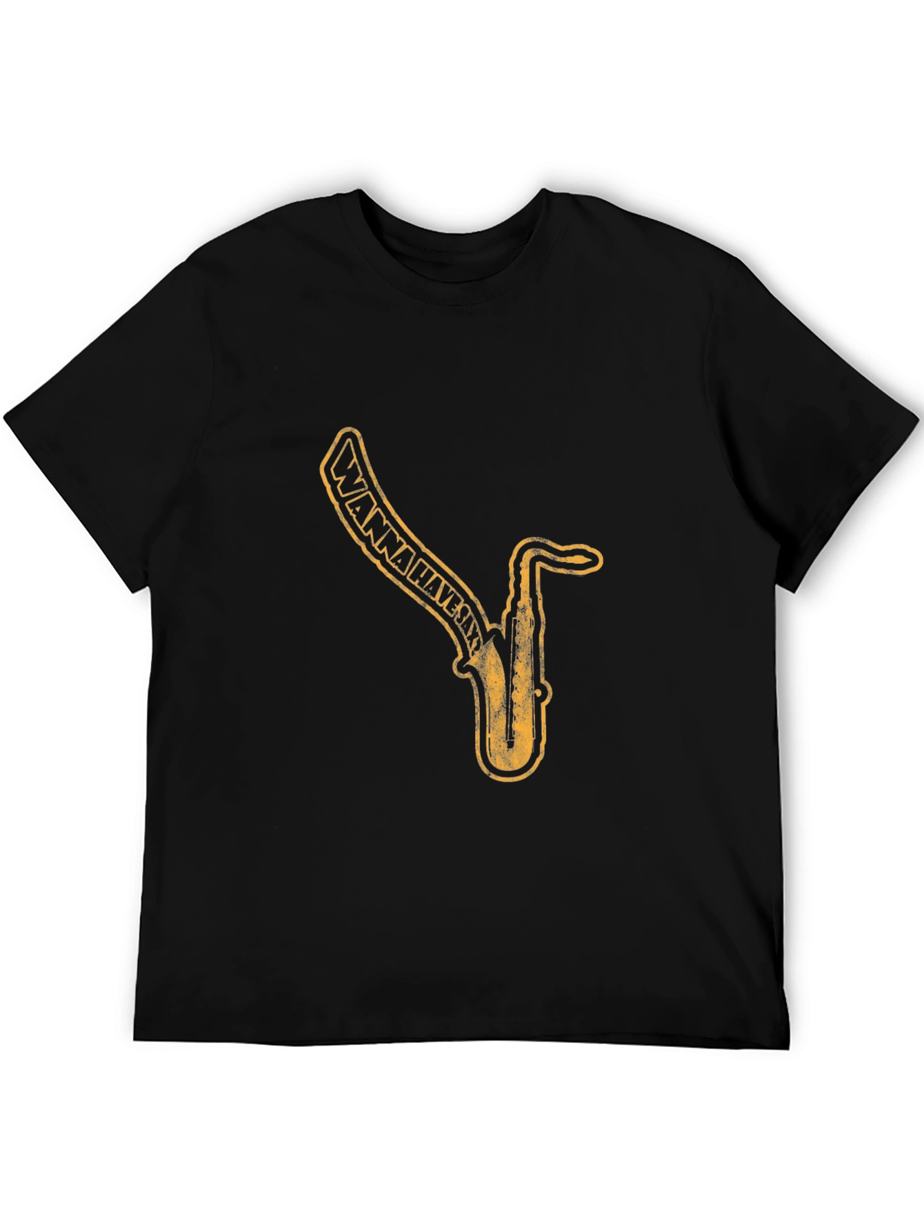 Saxophone Graphic Print Black T-Shirt