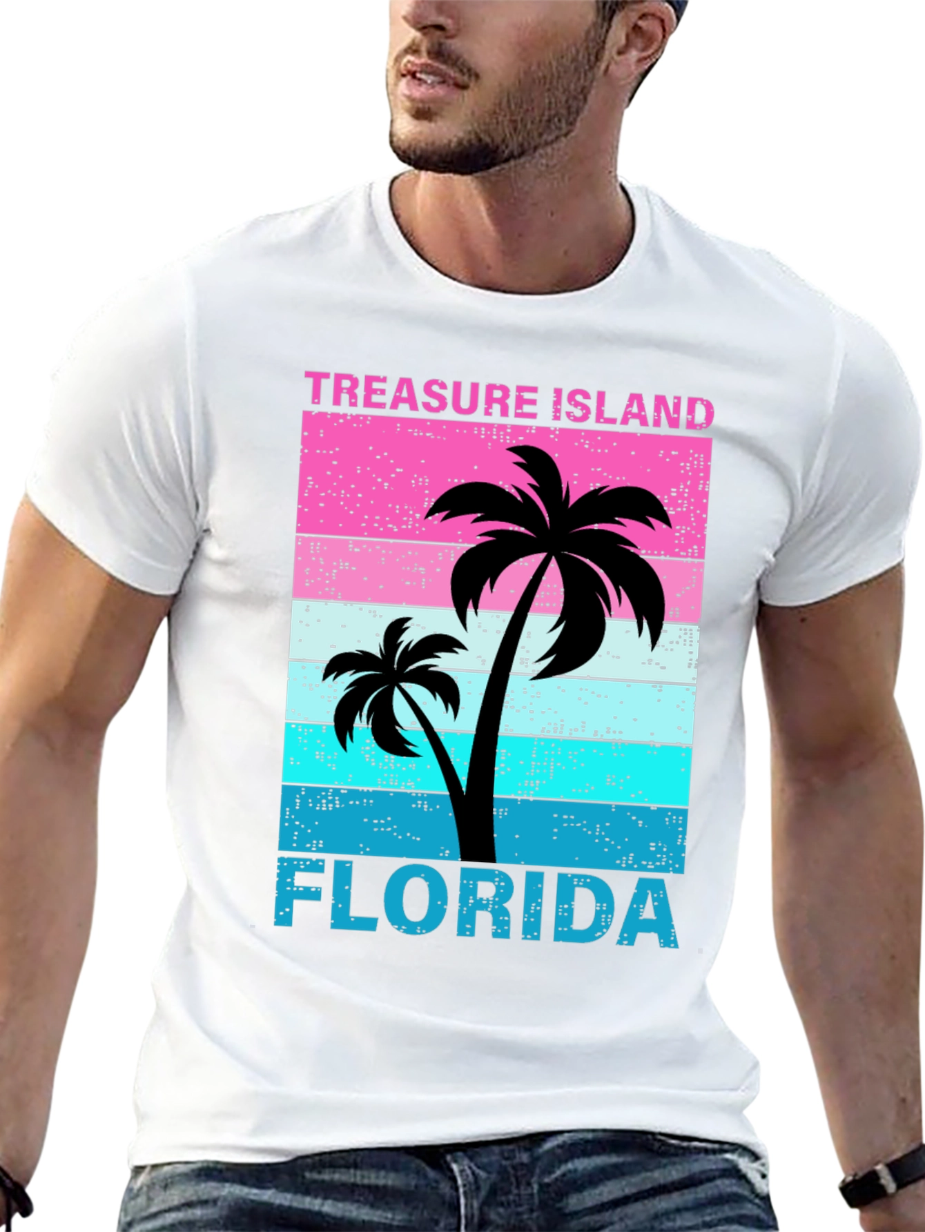 Treasure Island Florida Palm Tree Graphic T-Shirt