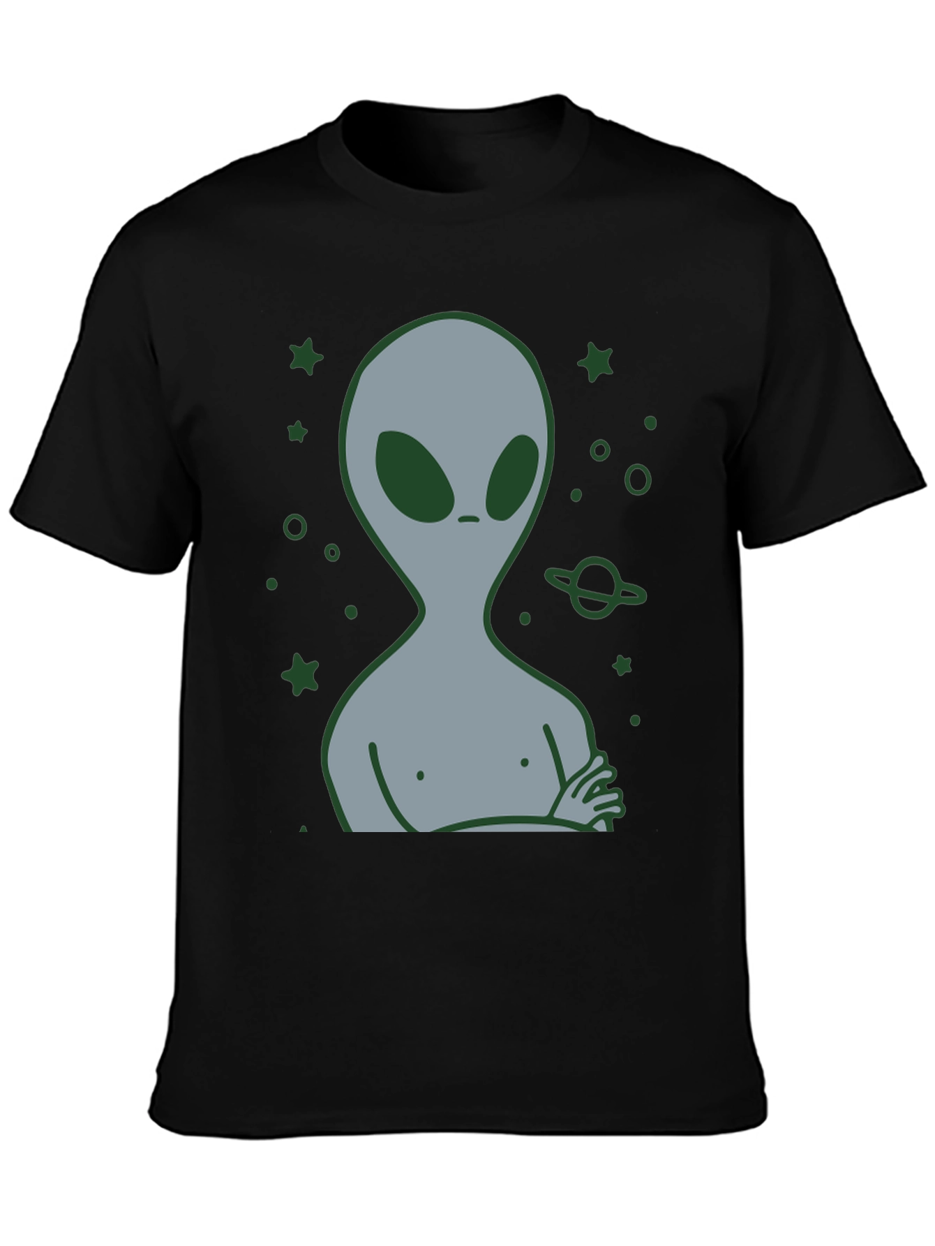Alien Graphic T-Shirt - Black Cotton Blend Tee