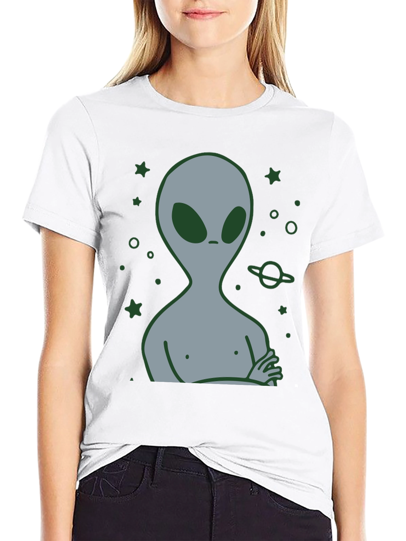 Alien Graphic T-Shirt - Black Cotton Blend Tee