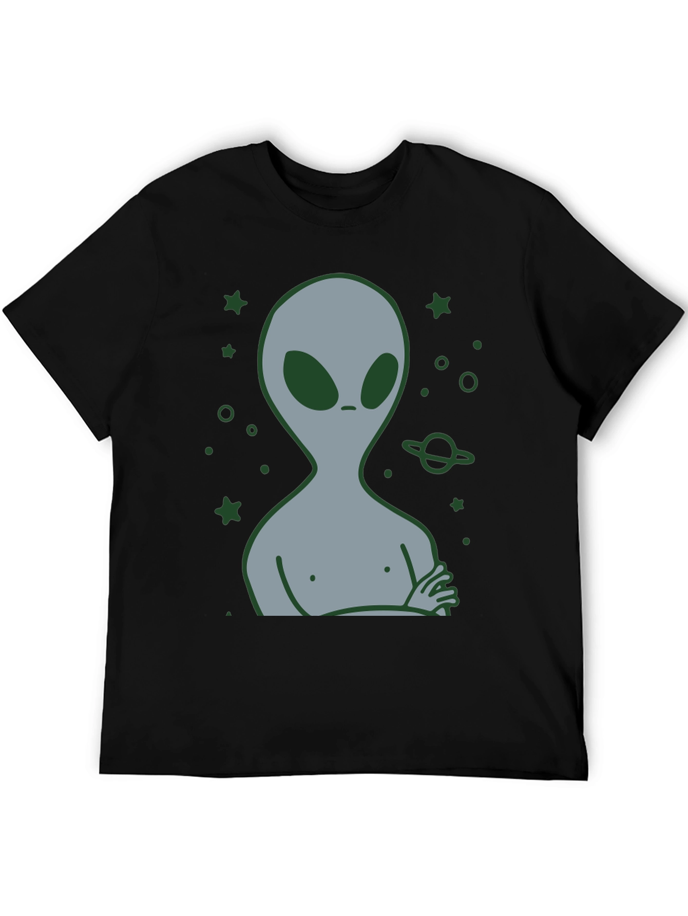 Alien Graphic T-Shirt - Black Cotton Blend Tee