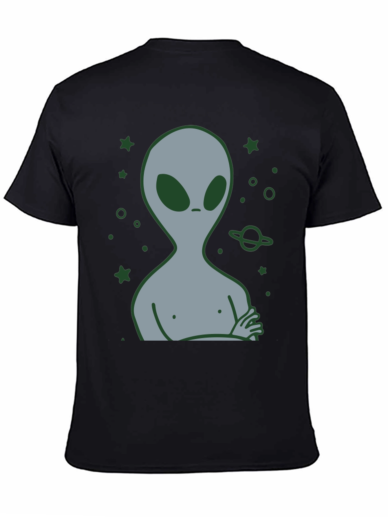 Alien Graphic T-Shirt - Black Cotton Blend Tee