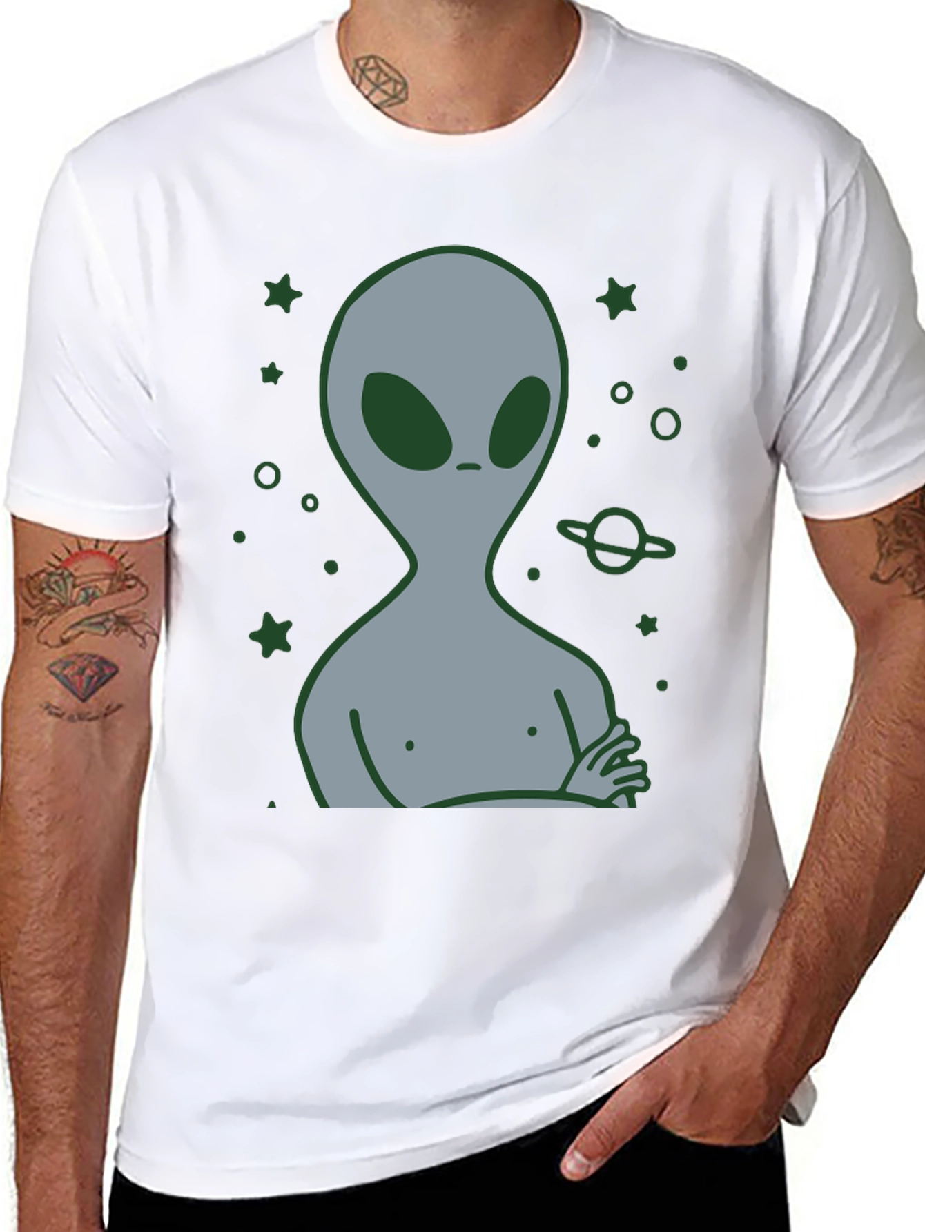 Alien Graphic T-Shirt - Black Cotton Blend Tee