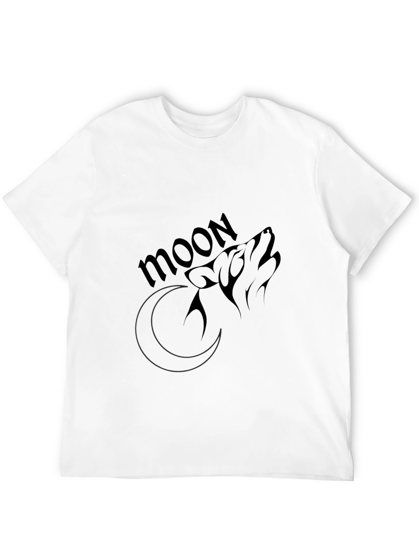 Wolf Moon Graphic Tee - Black Cotton T-Shirt