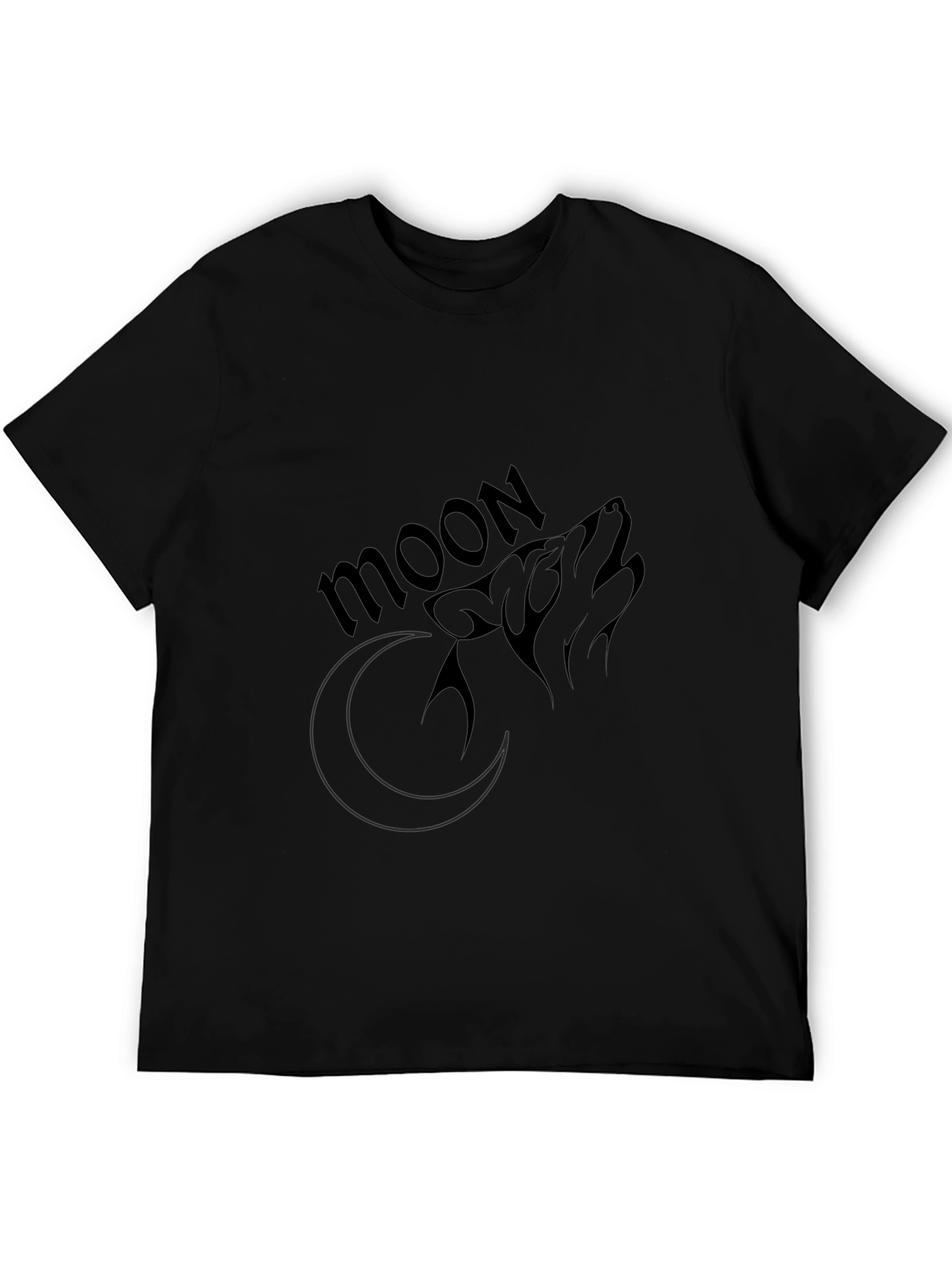 Wolf Moon Graphic Tee - Black Cotton T-Shirt