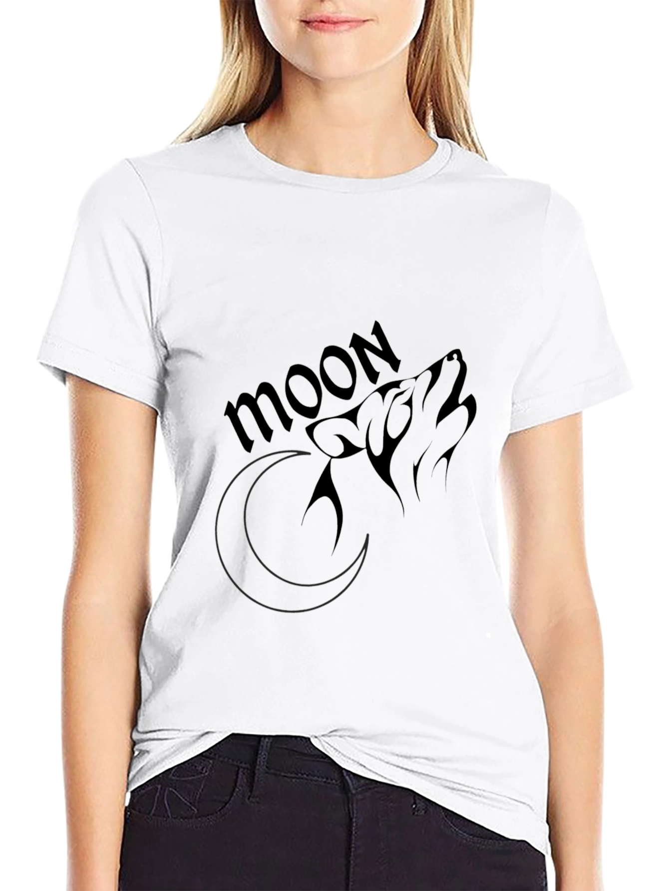 Wolf Moon Graphic Tee - Black Cotton T-Shirt