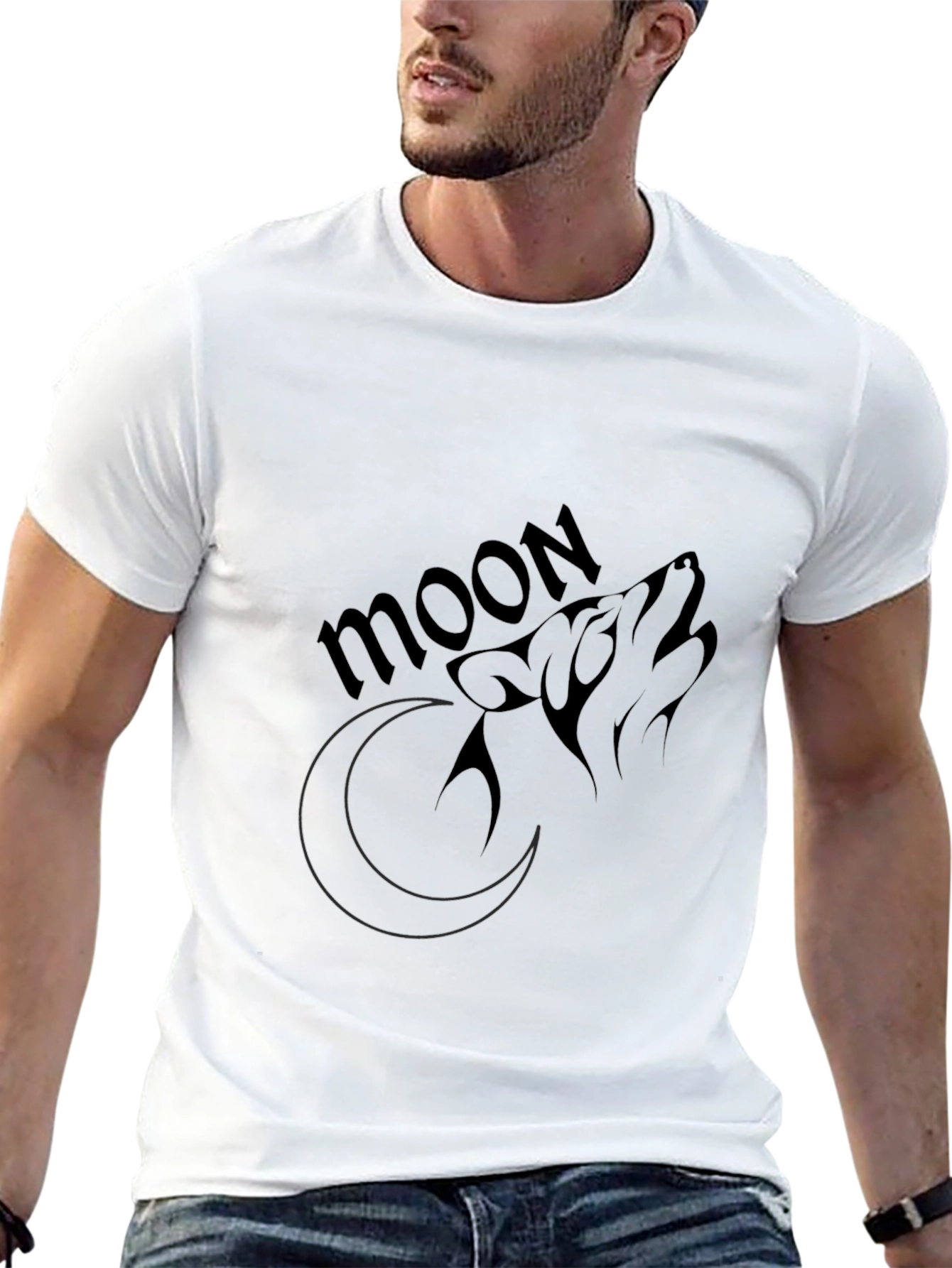 Wolf Moon Graphic Tee - Black Cotton T-Shirt