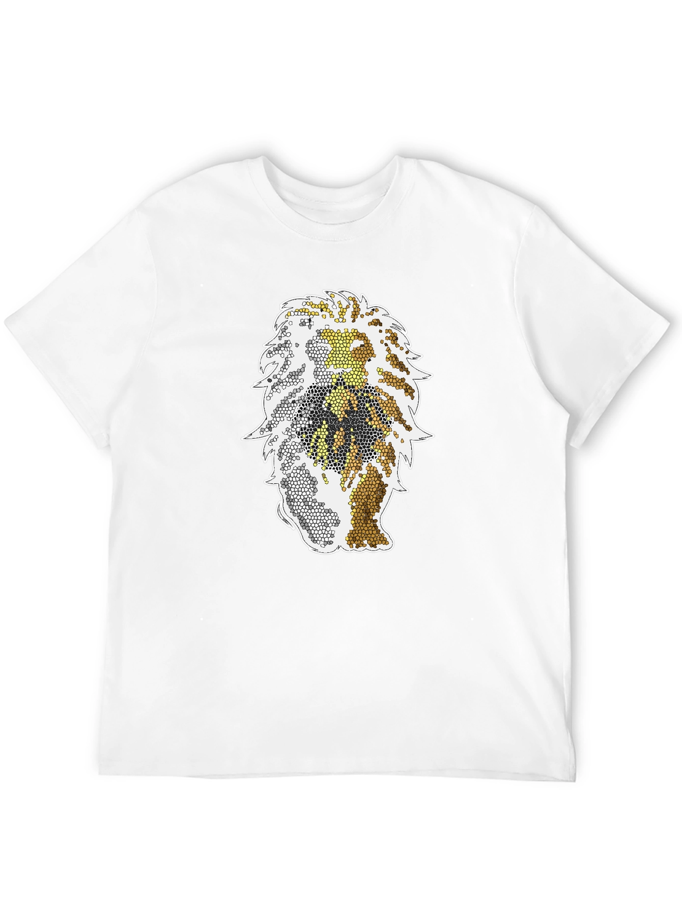 Mosaic Lion Graphic Tee - Stylish Black T-Shirt