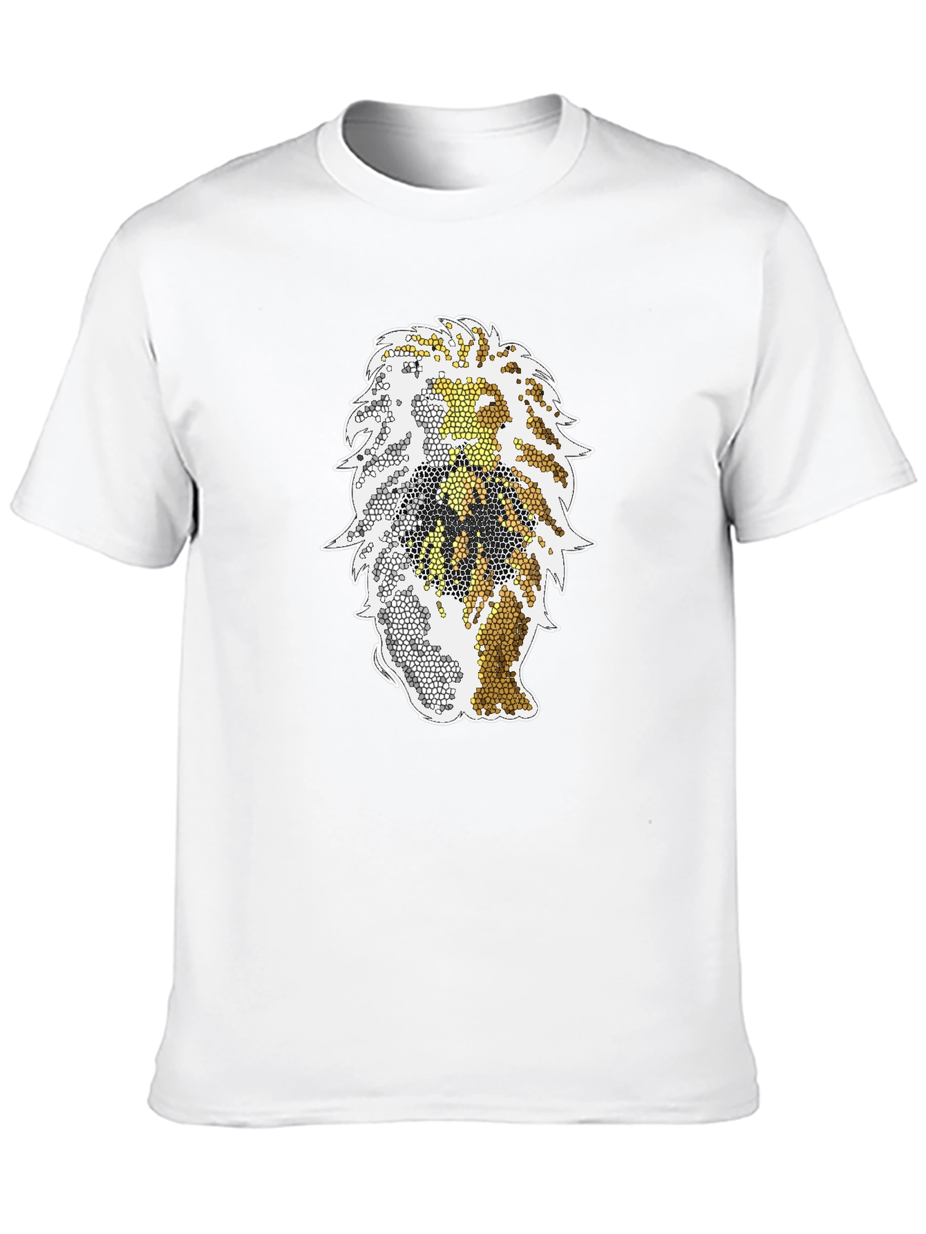 Mosaic Lion Graphic Tee - Stylish Black T-Shirt