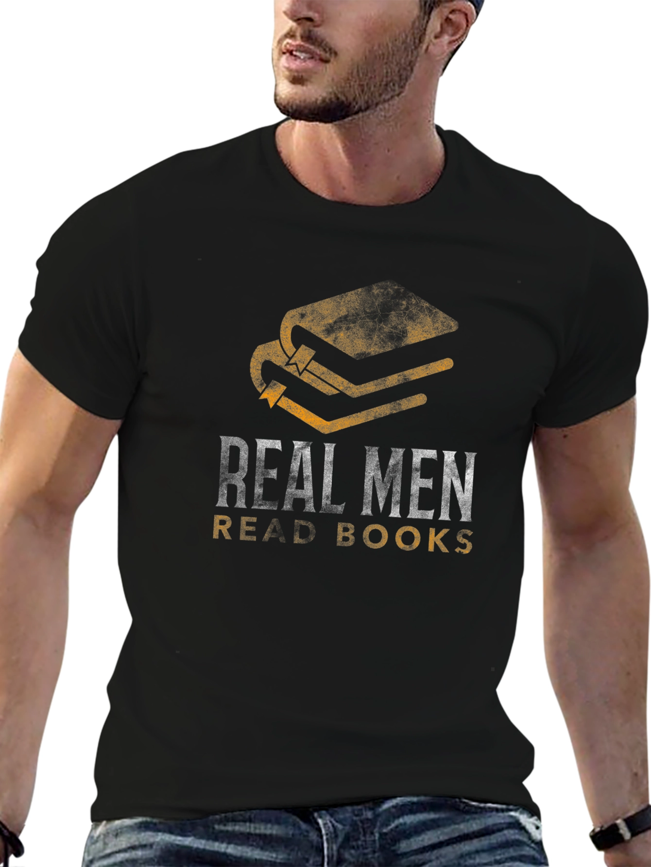 Real Men Read Books Graphic Tee - Black Cotton