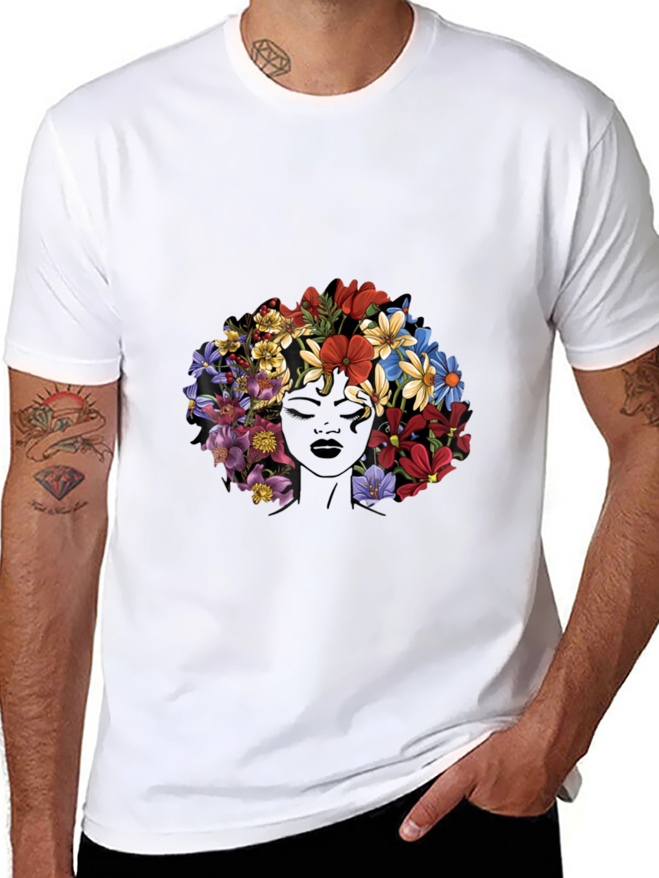 Floral Afro Graphic T-Shirt - Unique Design