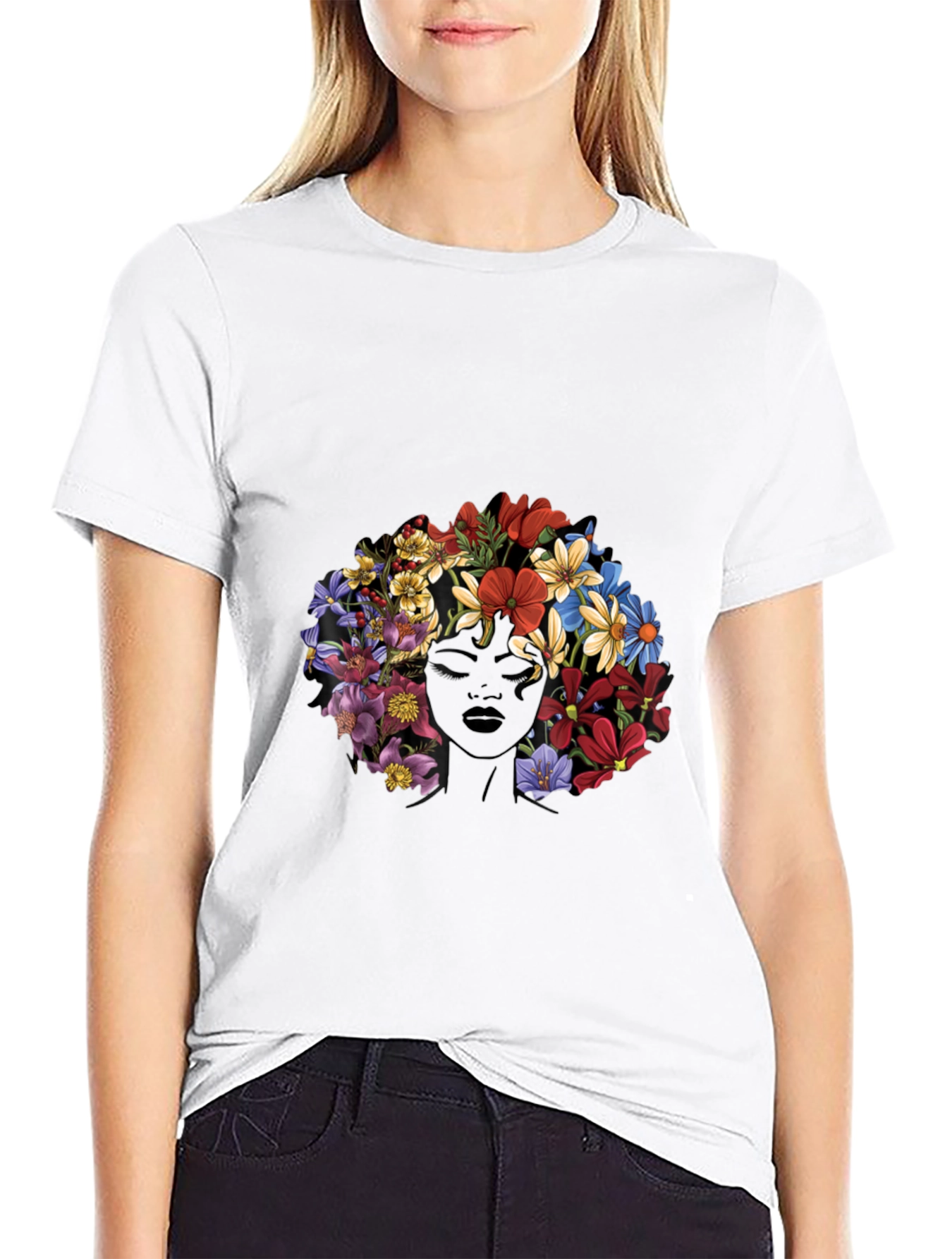 Floral Afro Graphic T-Shirt - Unique Design