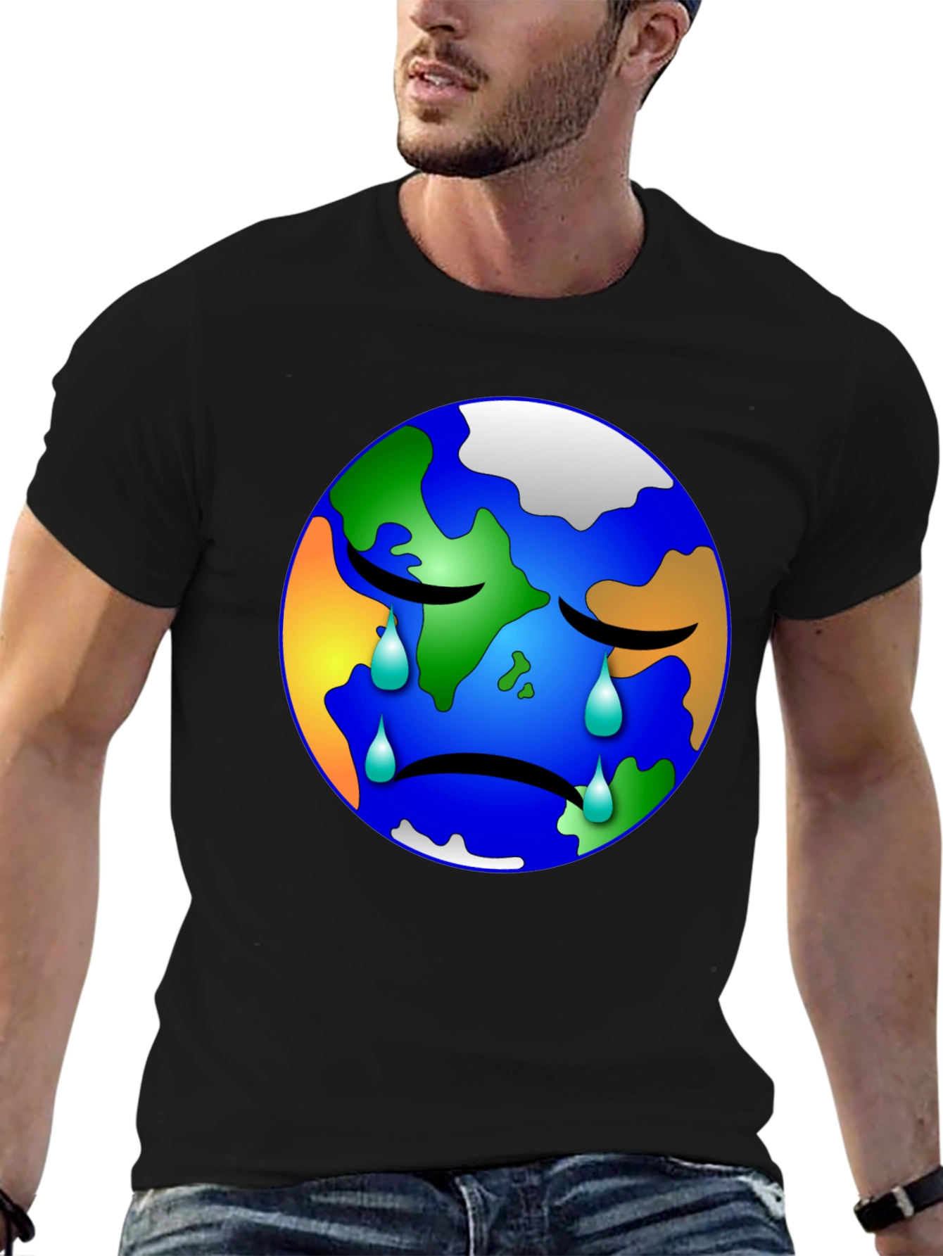 Sad Earth Graphic T-Shirt - Save the Planet Tee