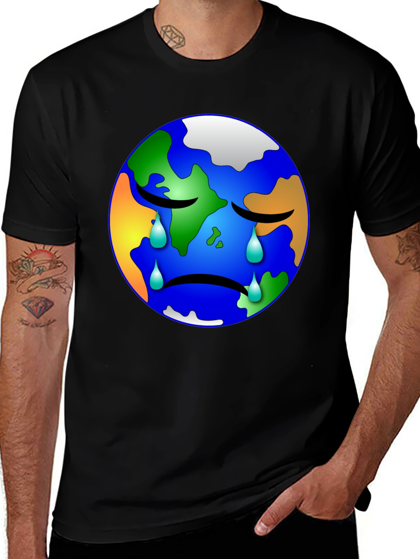 Sad Earth Graphic T-Shirt - Save the Planet Tee