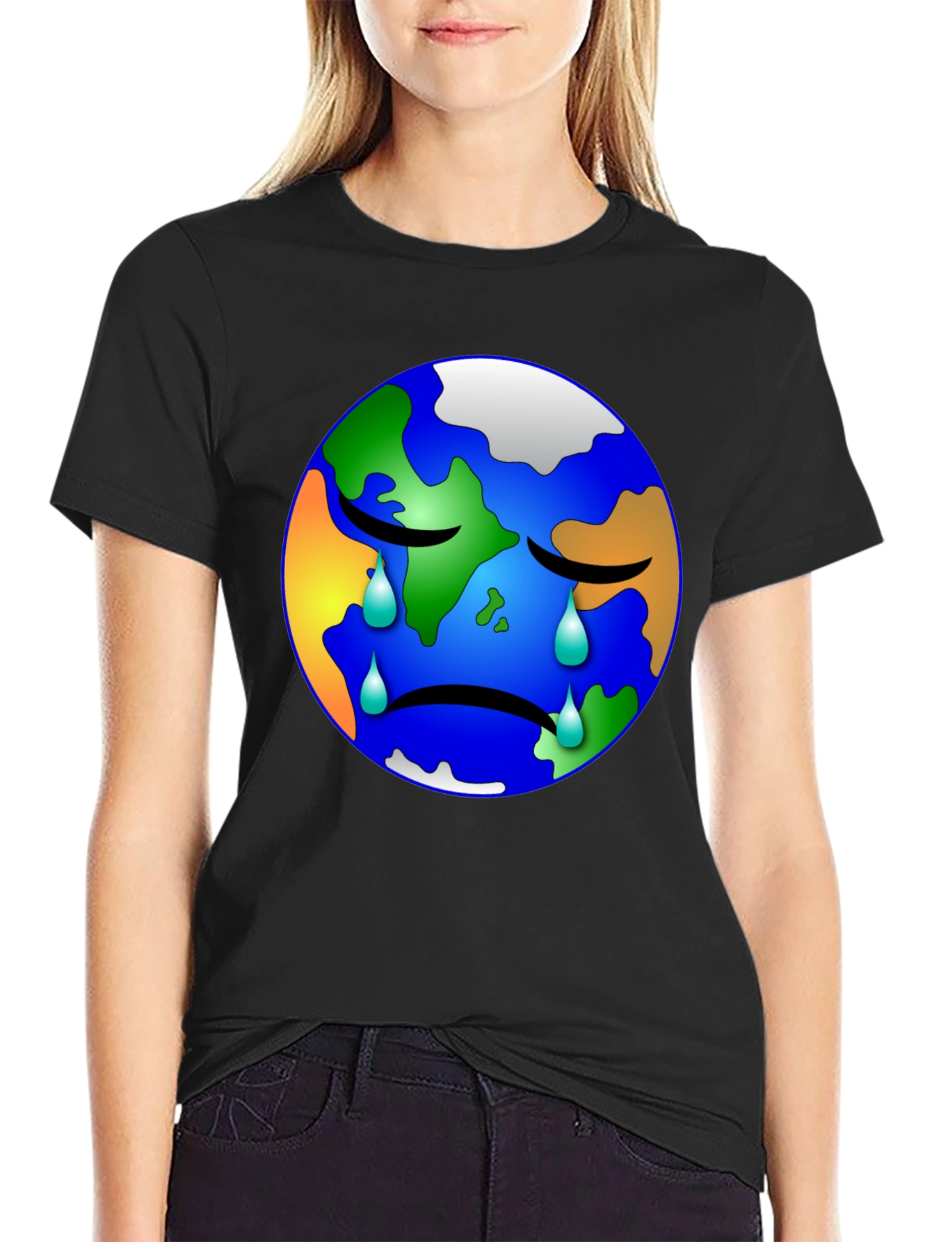 Sad Earth Graphic T-Shirt - Save the Planet Tee
