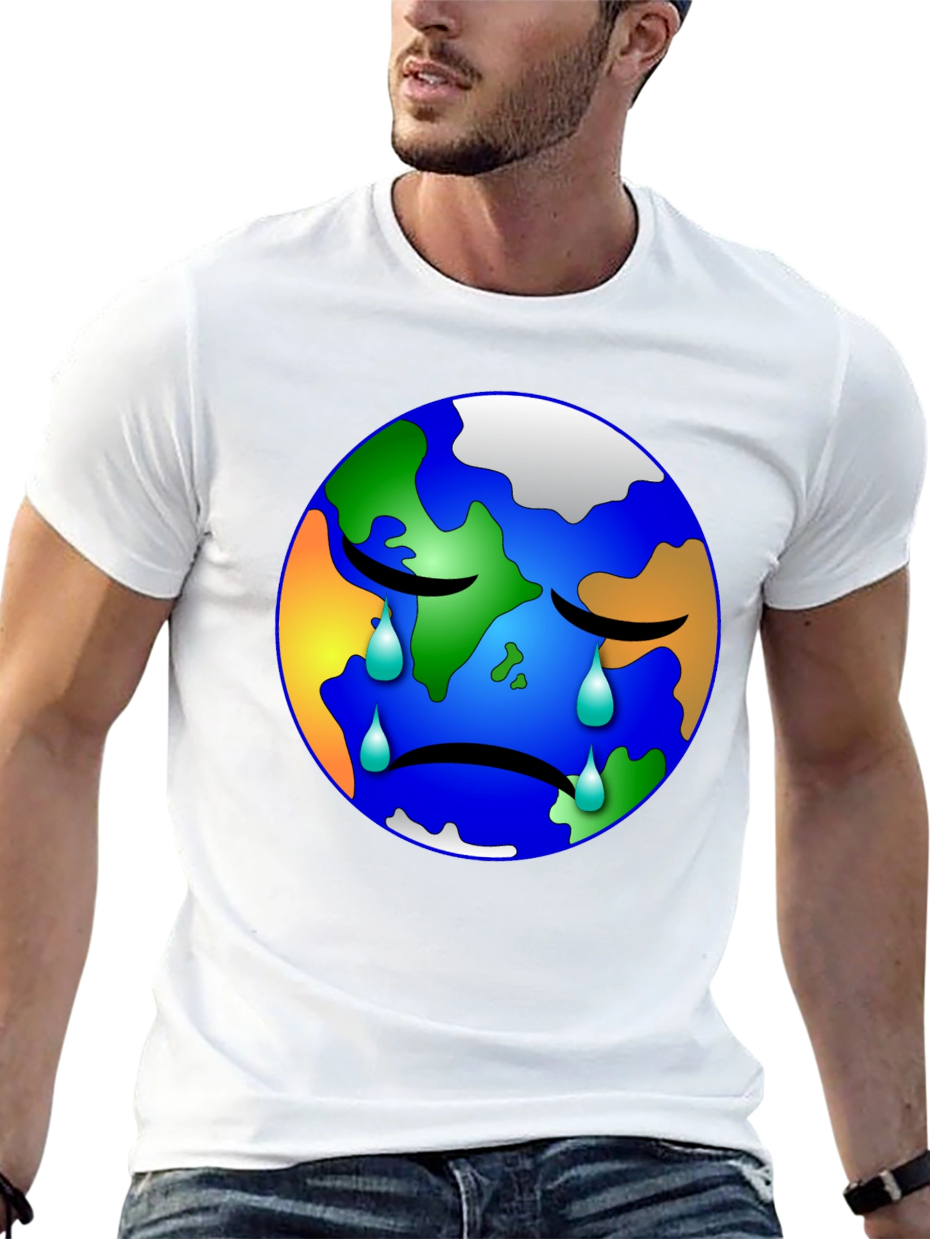 Sad Earth Graphic T-Shirt - Save the Planet Tee