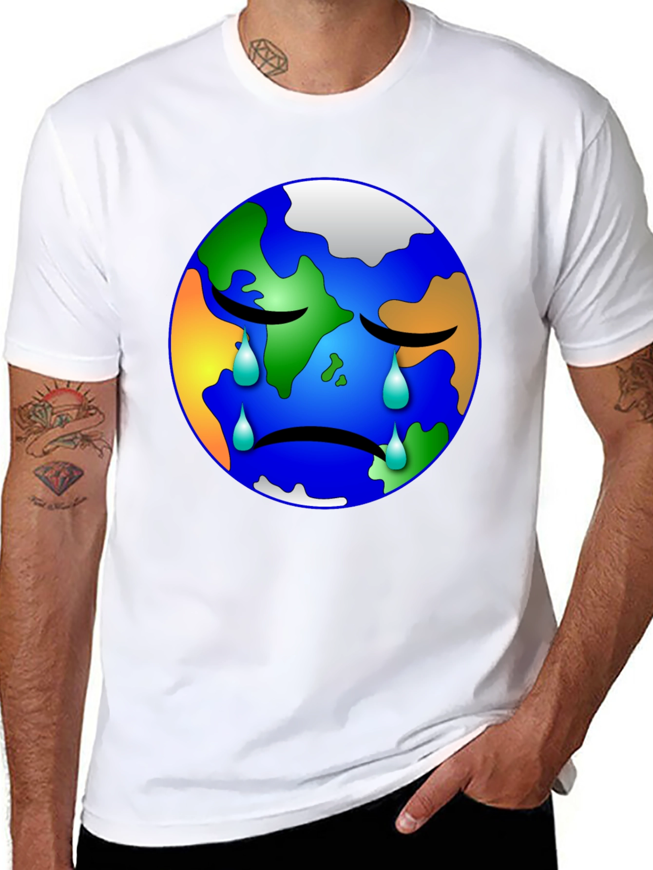 Sad Earth Graphic T-Shirt - Save the Planet Tee