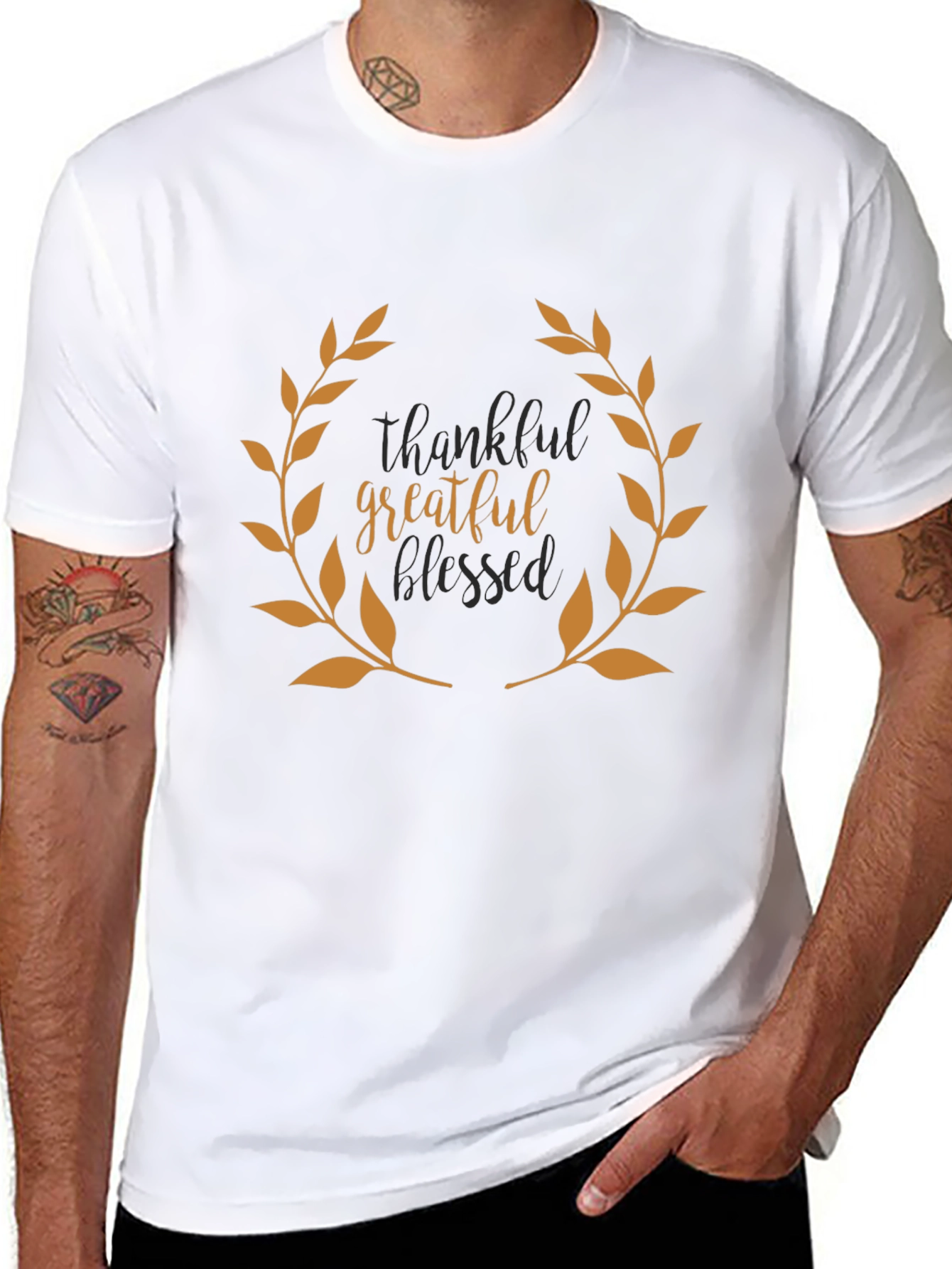 Thankful Grateful Blessed Black T-Shirt