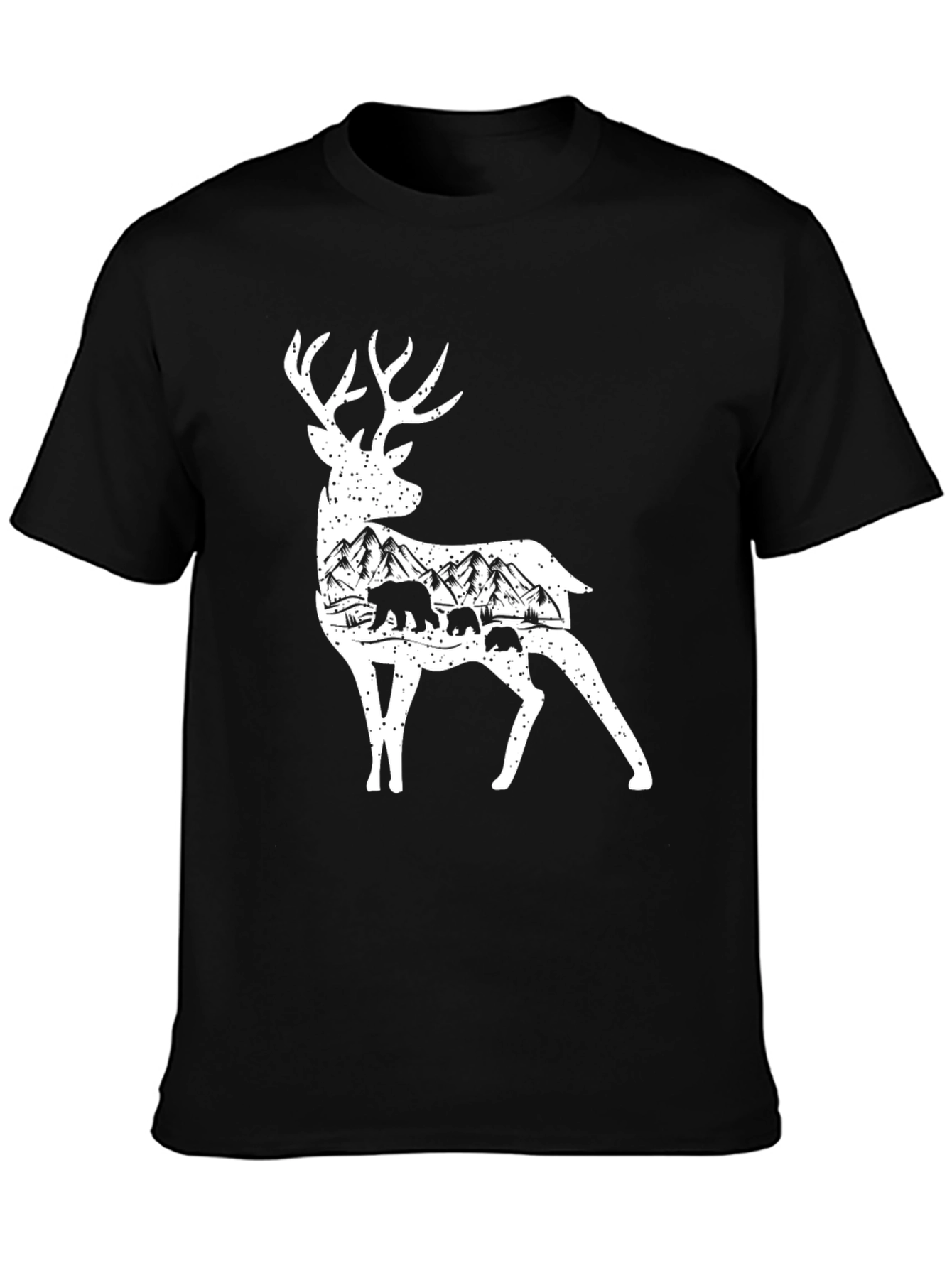 Deer and Mountain Scene Graphic T-Shirt