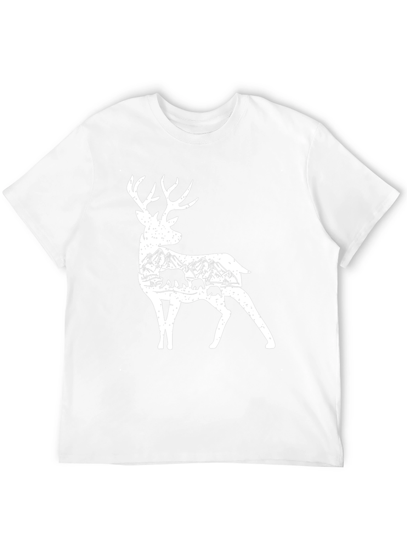 Deer and Mountain Scene Graphic T-Shirt