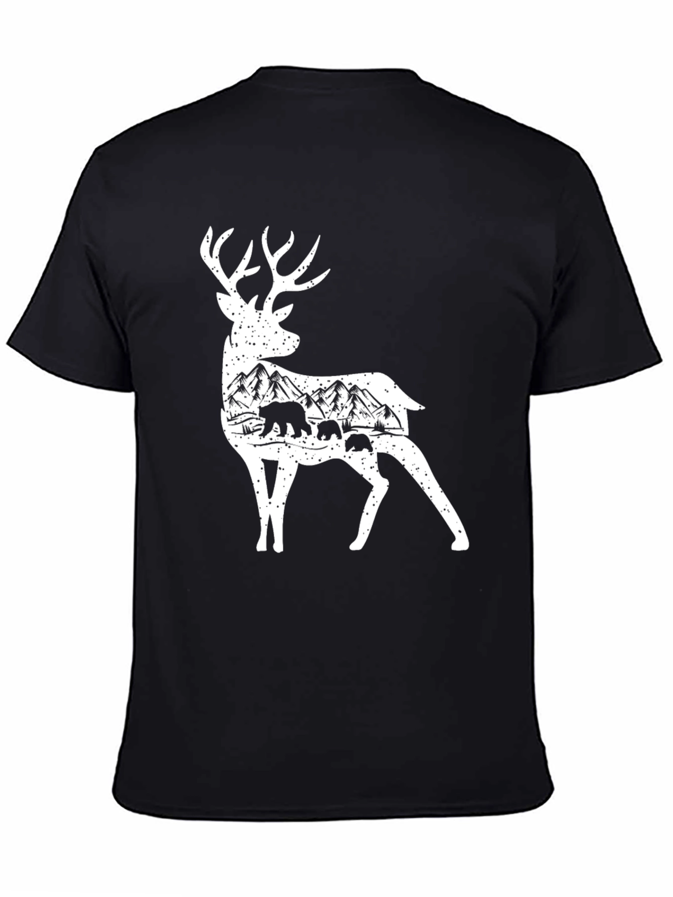 Deer and Mountain Scene Graphic T-Shirt
