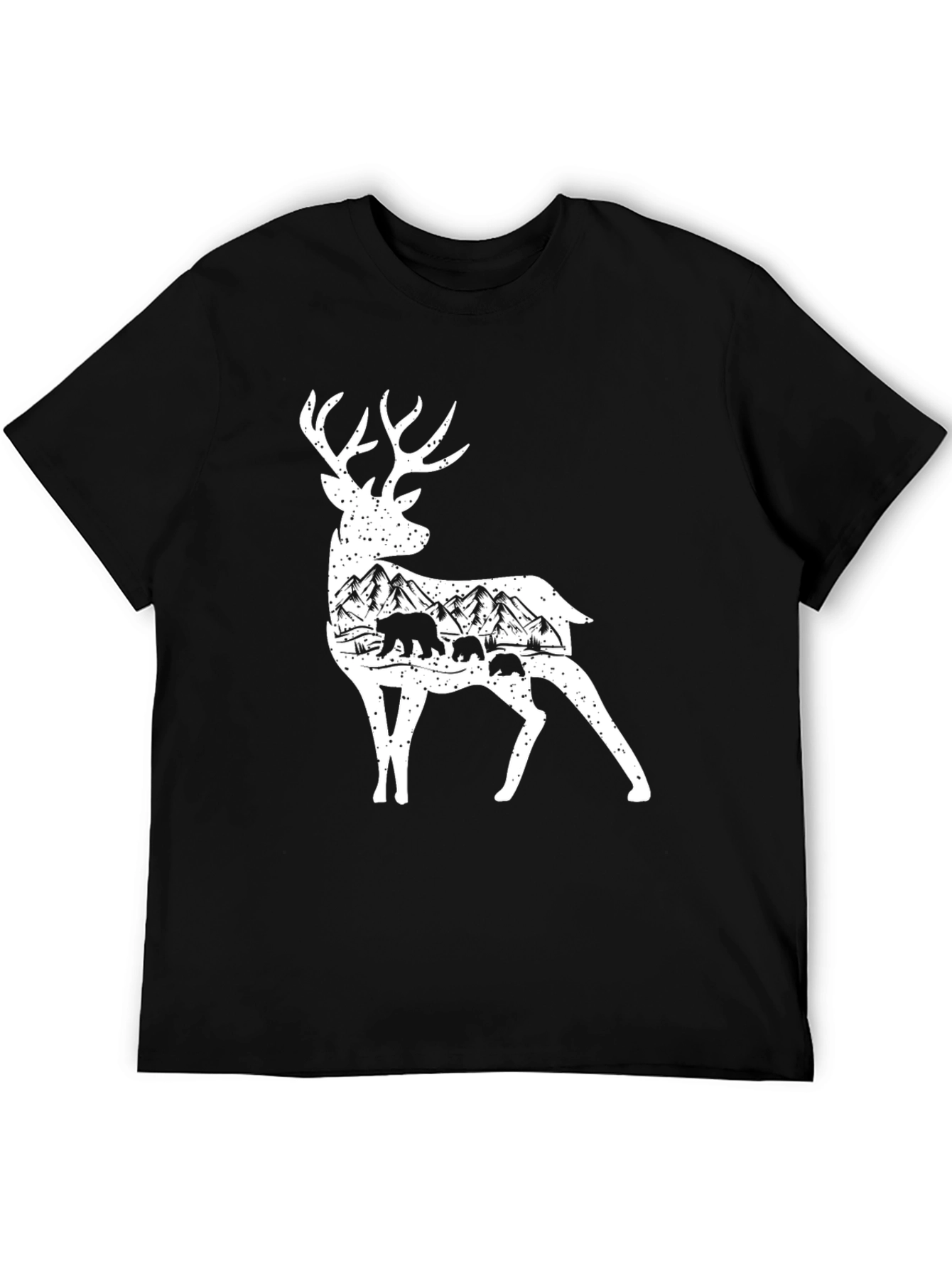 Deer and Mountain Scene Graphic T-Shirt