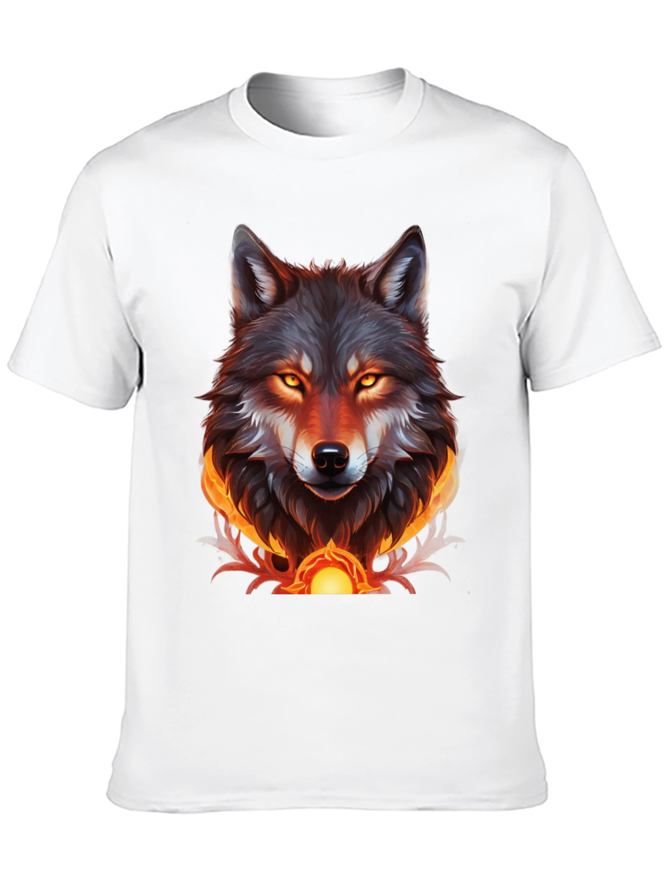 Fiery Wolf Graphic Tee - Bold Black T-Shirt