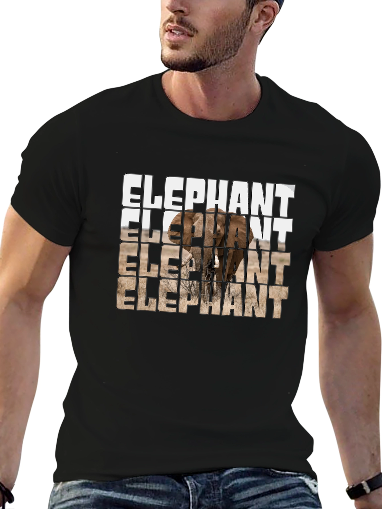 Elephant Graphic Print Crew Neck T-Shirt