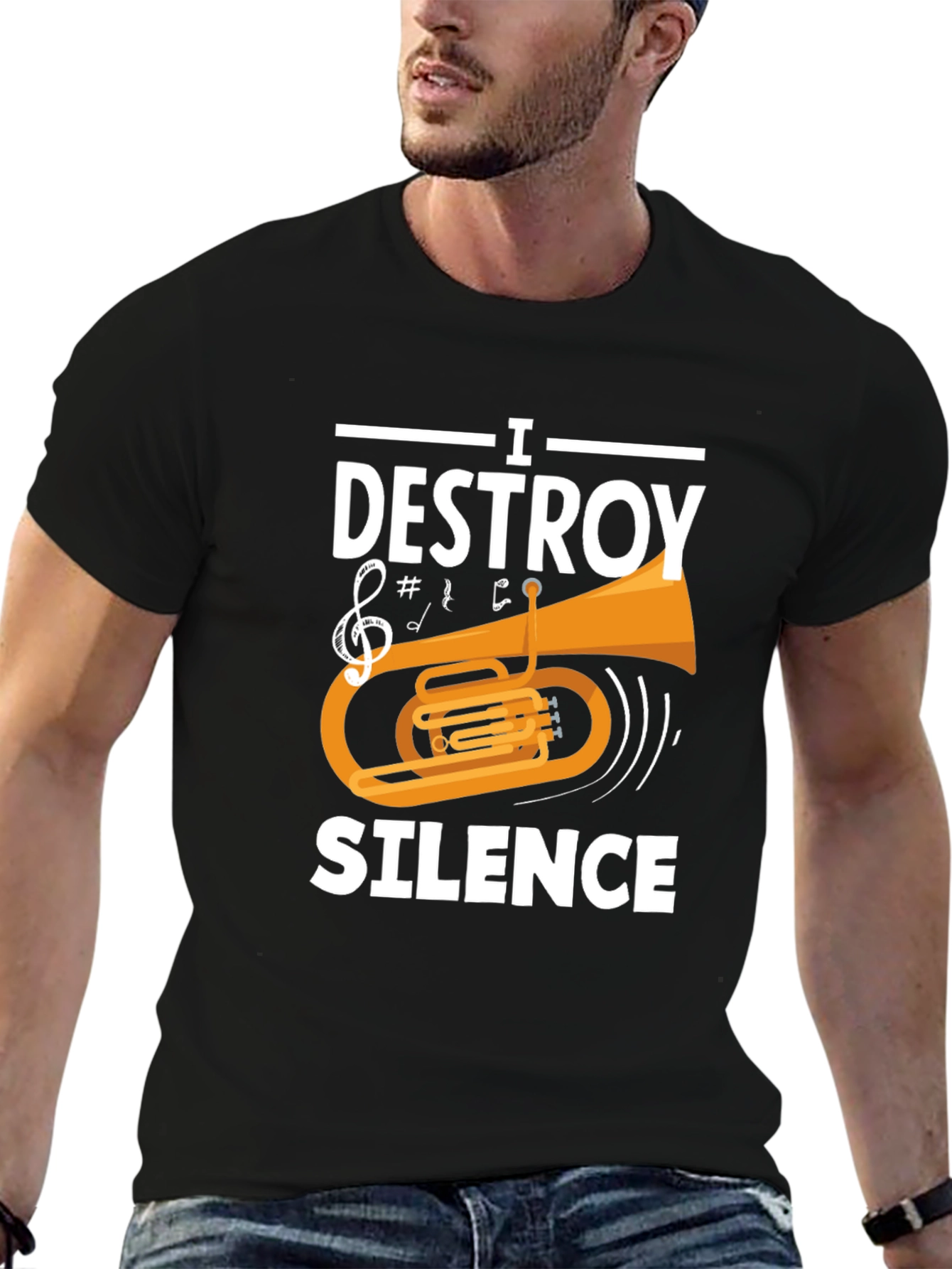 I Destroy Silence Tuba Player Funny Music T-Shirt