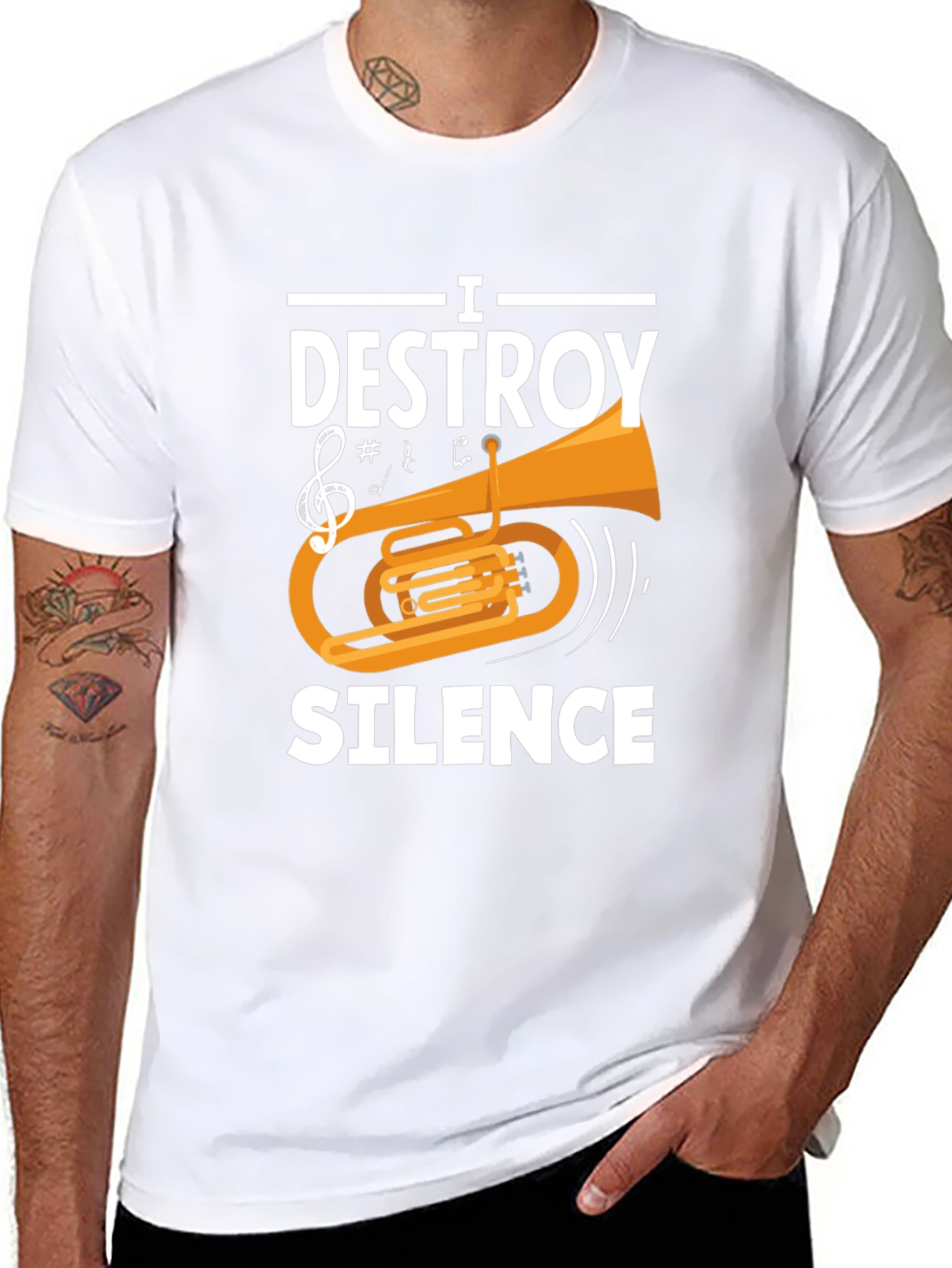 I Destroy Silence Tuba Player Funny Music T-Shirt