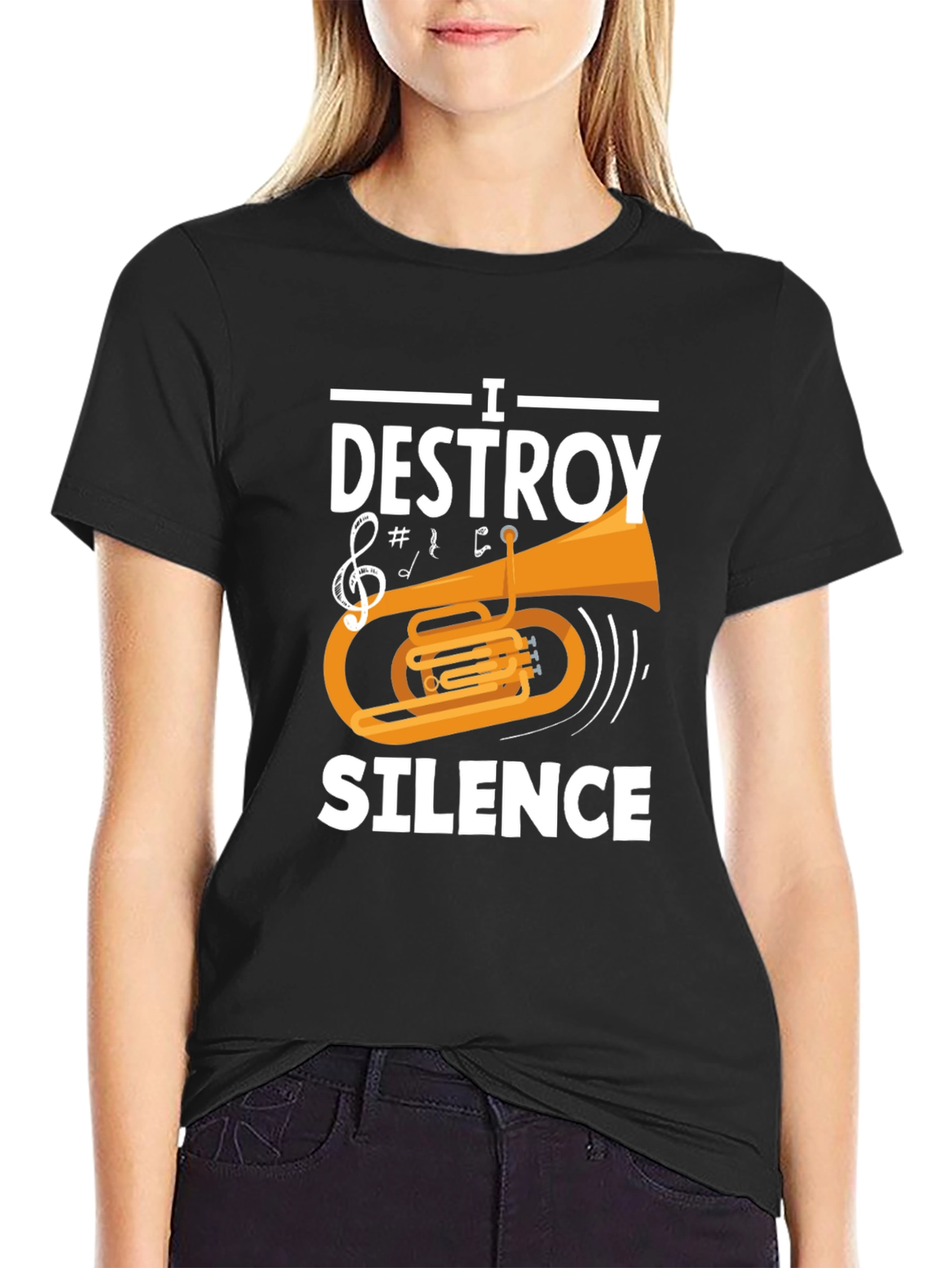 I Destroy Silence Tuba Player Funny Music T-Shirt