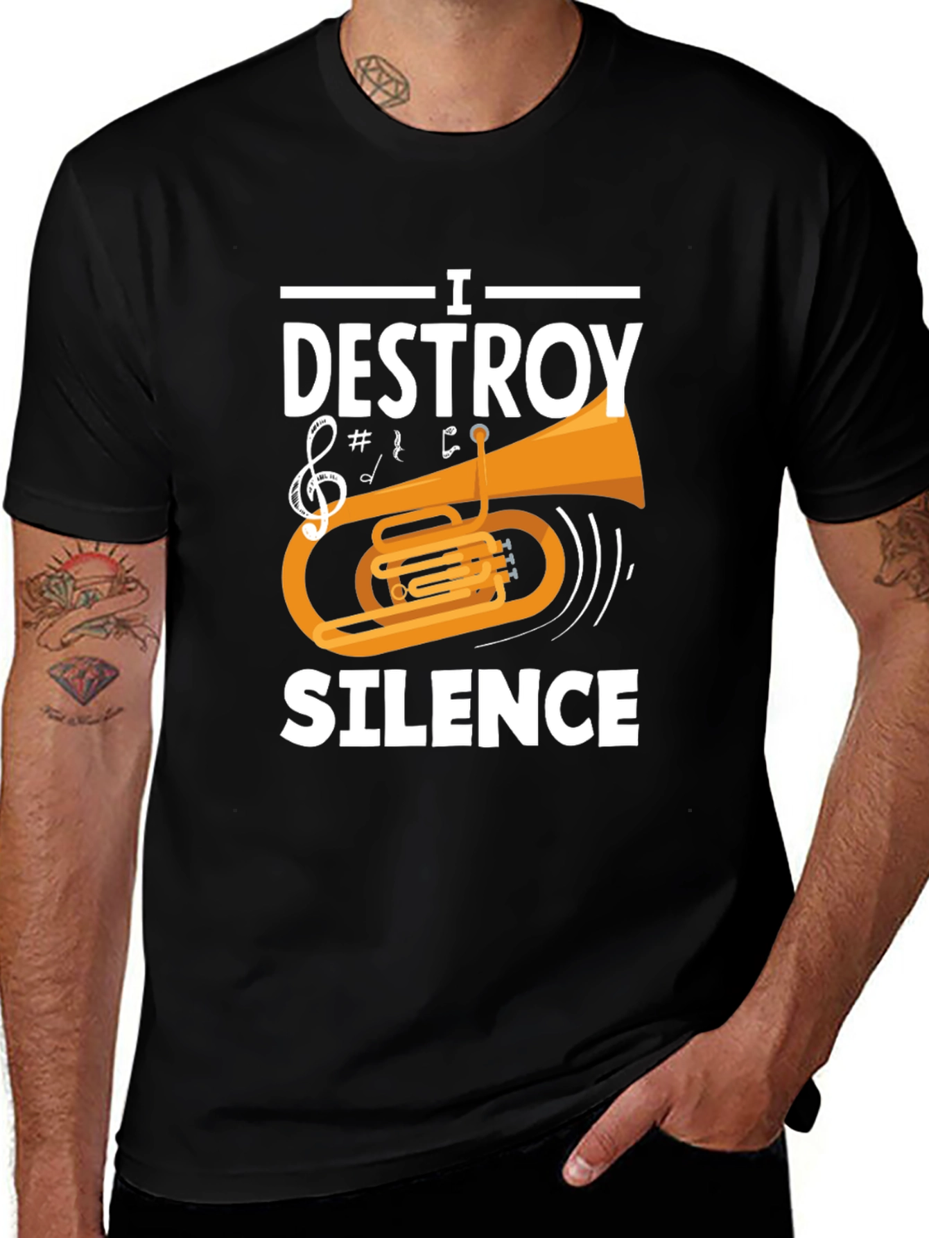 I Destroy Silence Tuba Player Funny Music T-Shirt