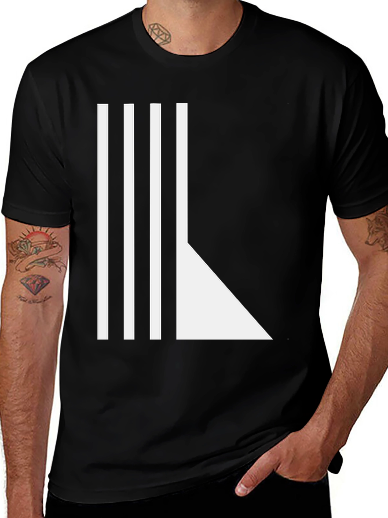 Modern Geometric Black T-Shirt