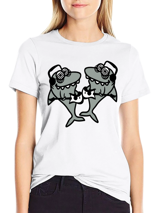 DJ Sharks Graphic T-Shirt - Black Cotton Tee