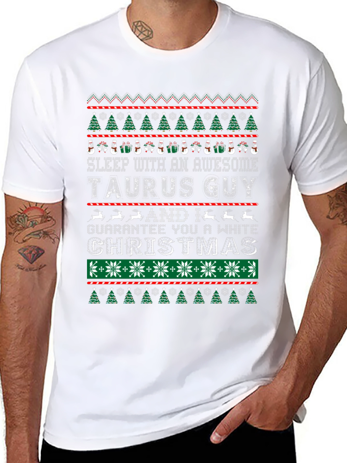 Taurus Guy Ugly Christmas Sweater Graphic Tee