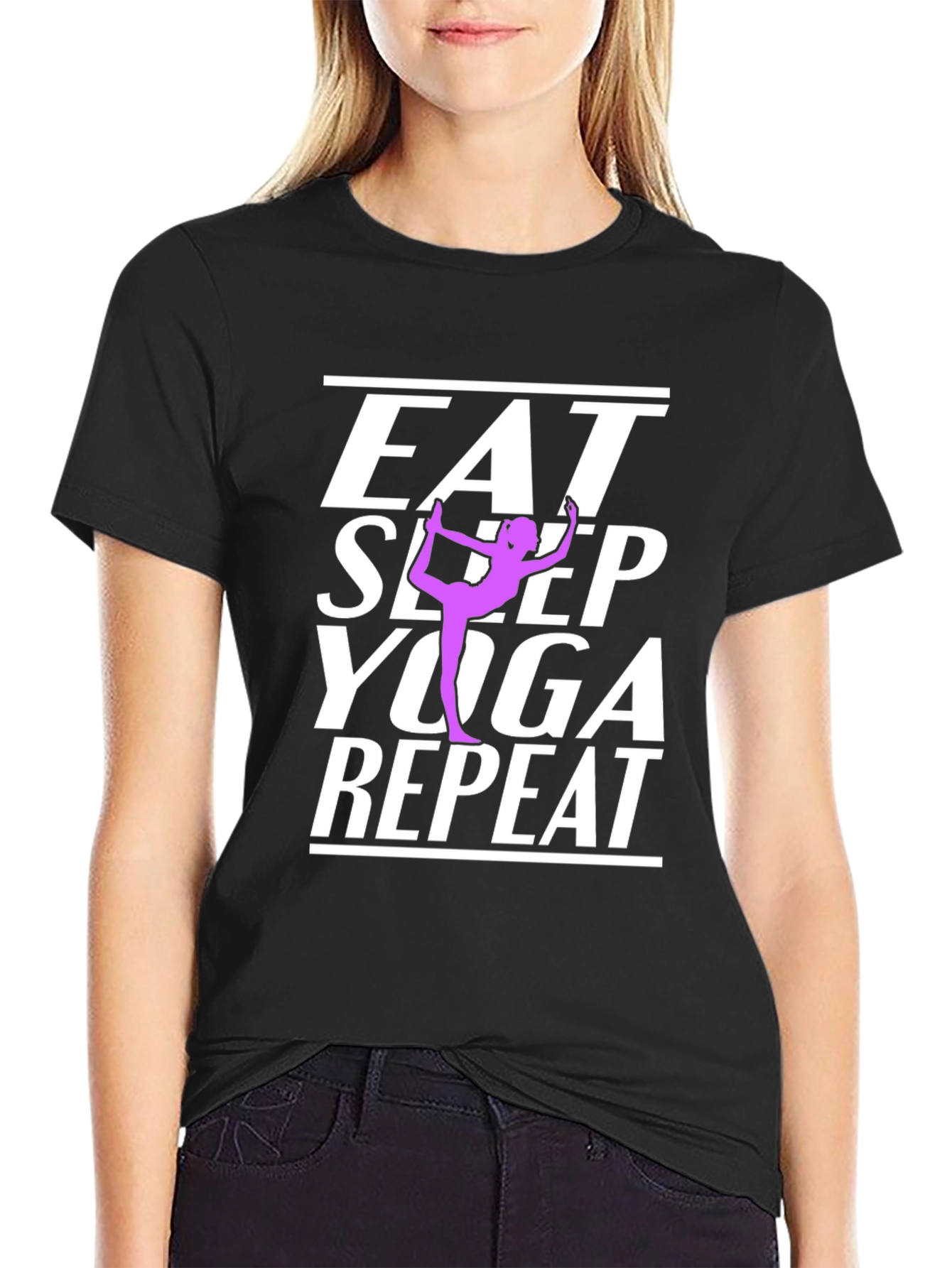 Eat Sleep Yoga Repeat Graphic T-Shirt