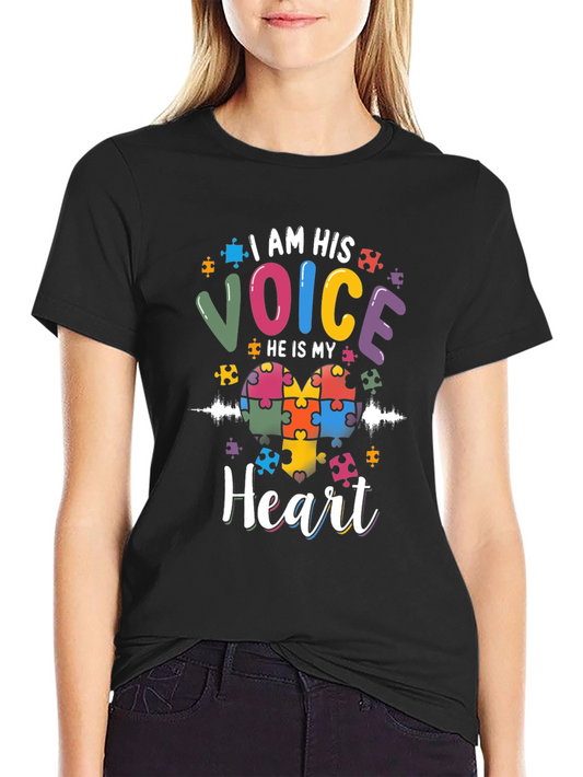 Autism Awareness T-Shirt - I am His Voice Heart Puzzle