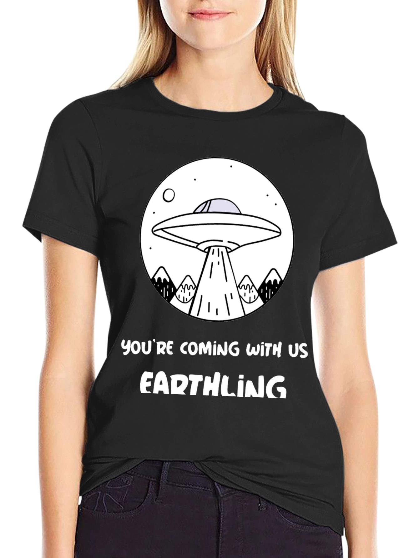 UFO Abduction Earthling Graphic T-Shirt