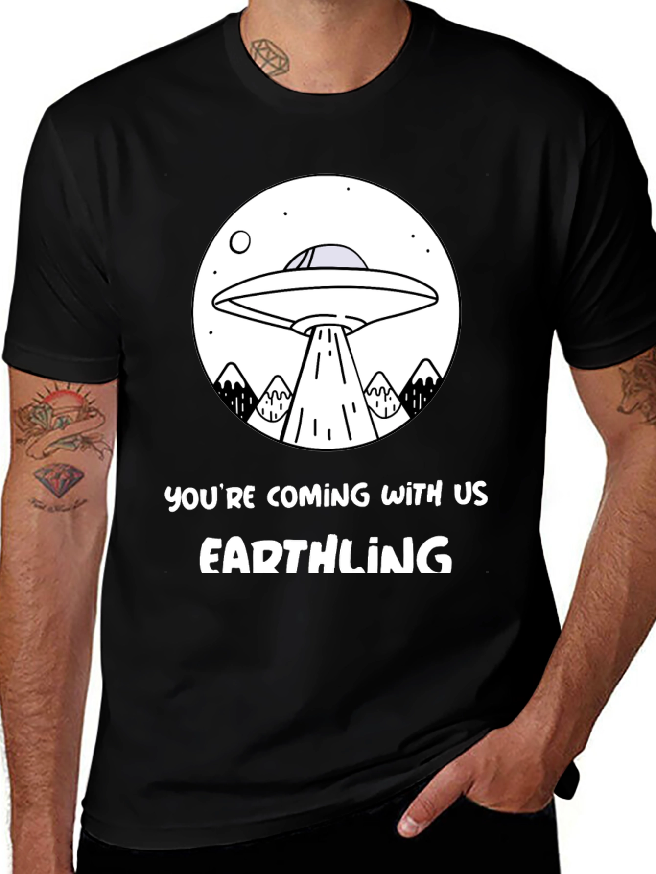 UFO Abduction Earthling Graphic T-Shirt