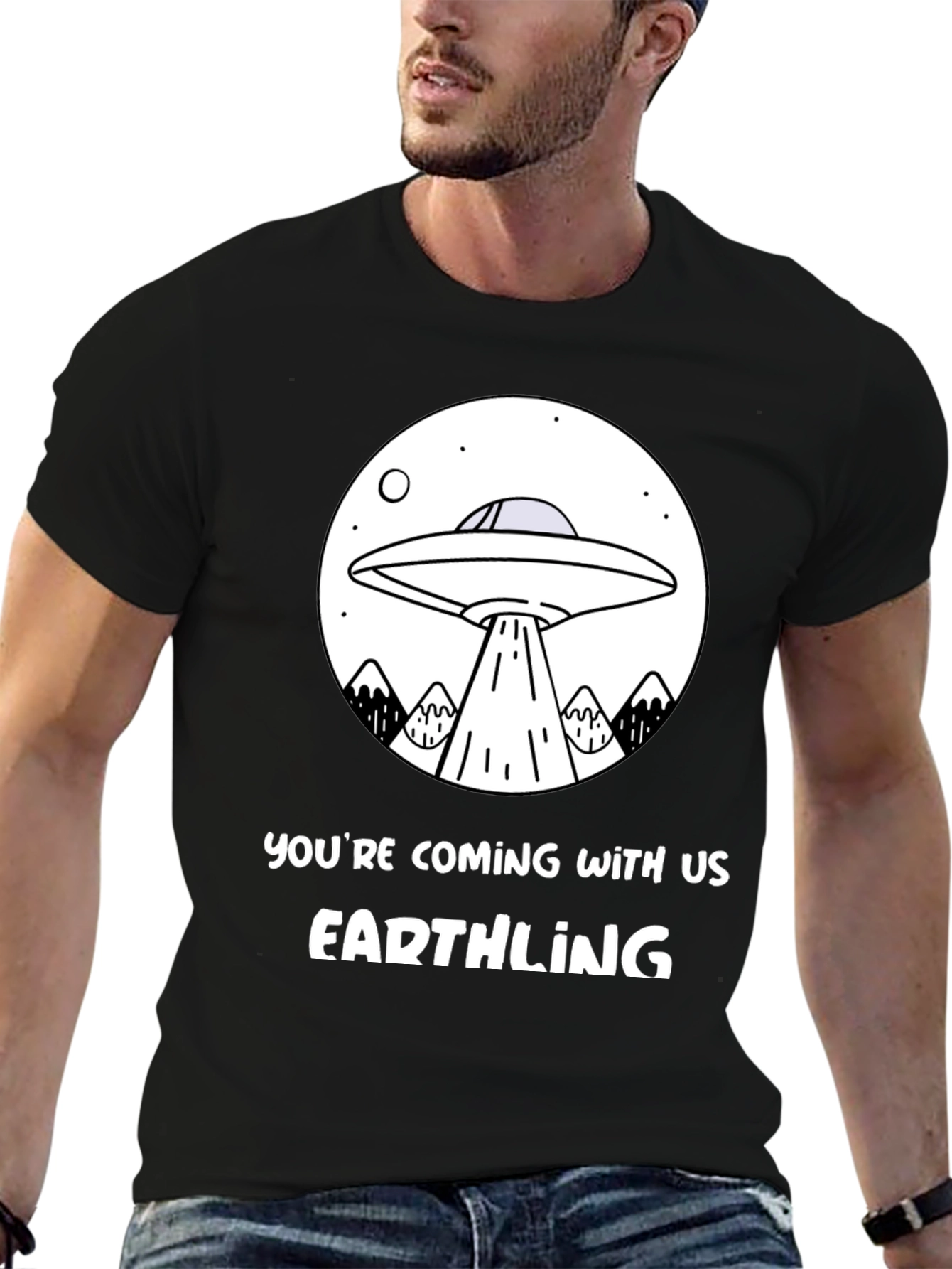 UFO Abduction Earthling Graphic T-Shirt