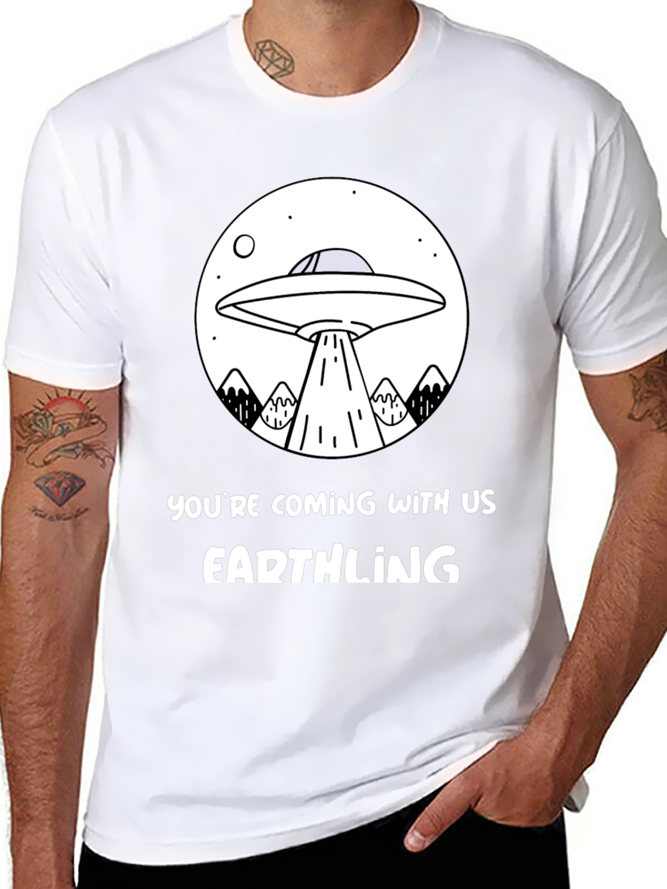 UFO Abduction Earthling Graphic T-Shirt