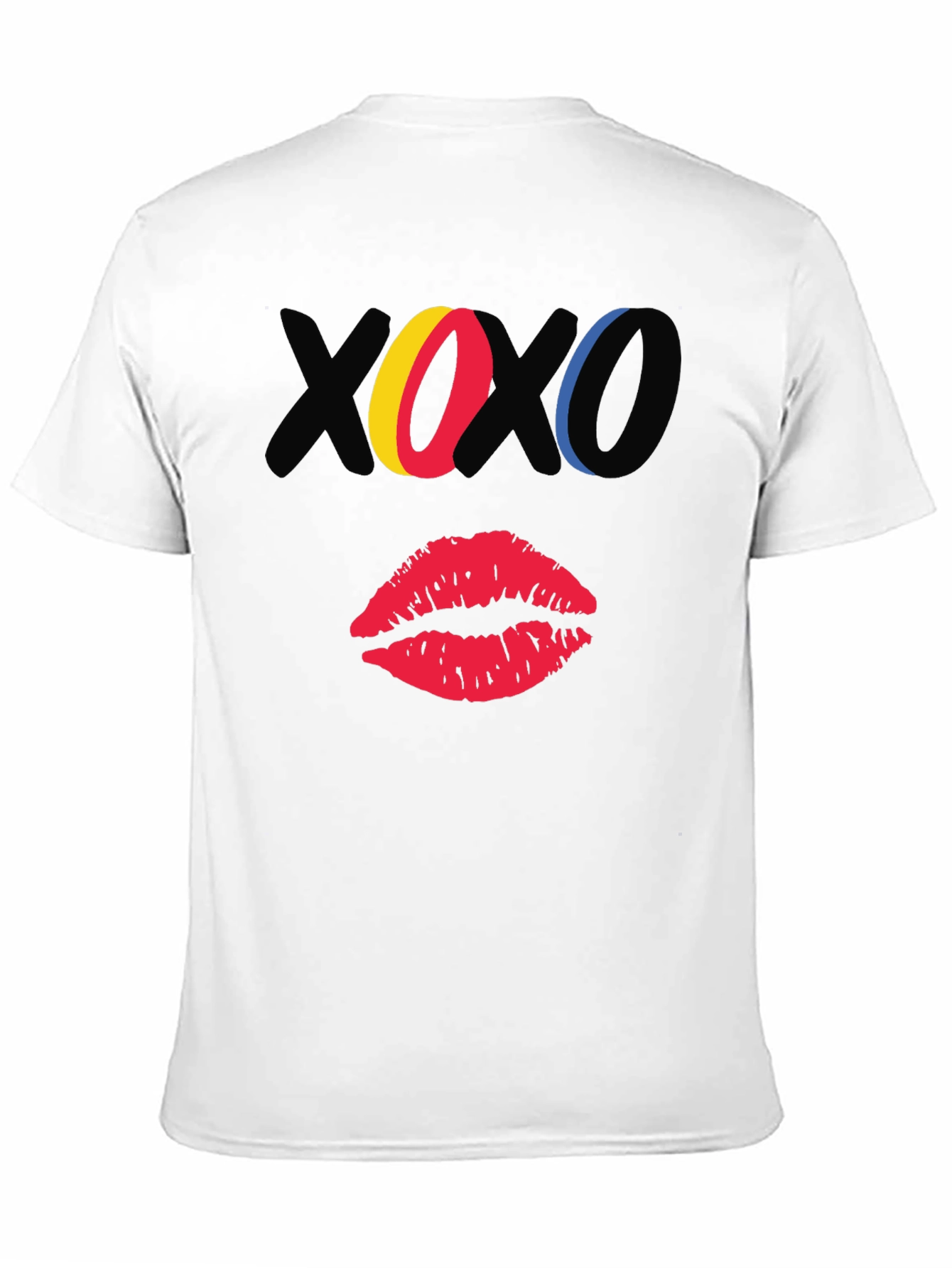 XOXO Kiss Graphic Print Black Casual T-Shirt